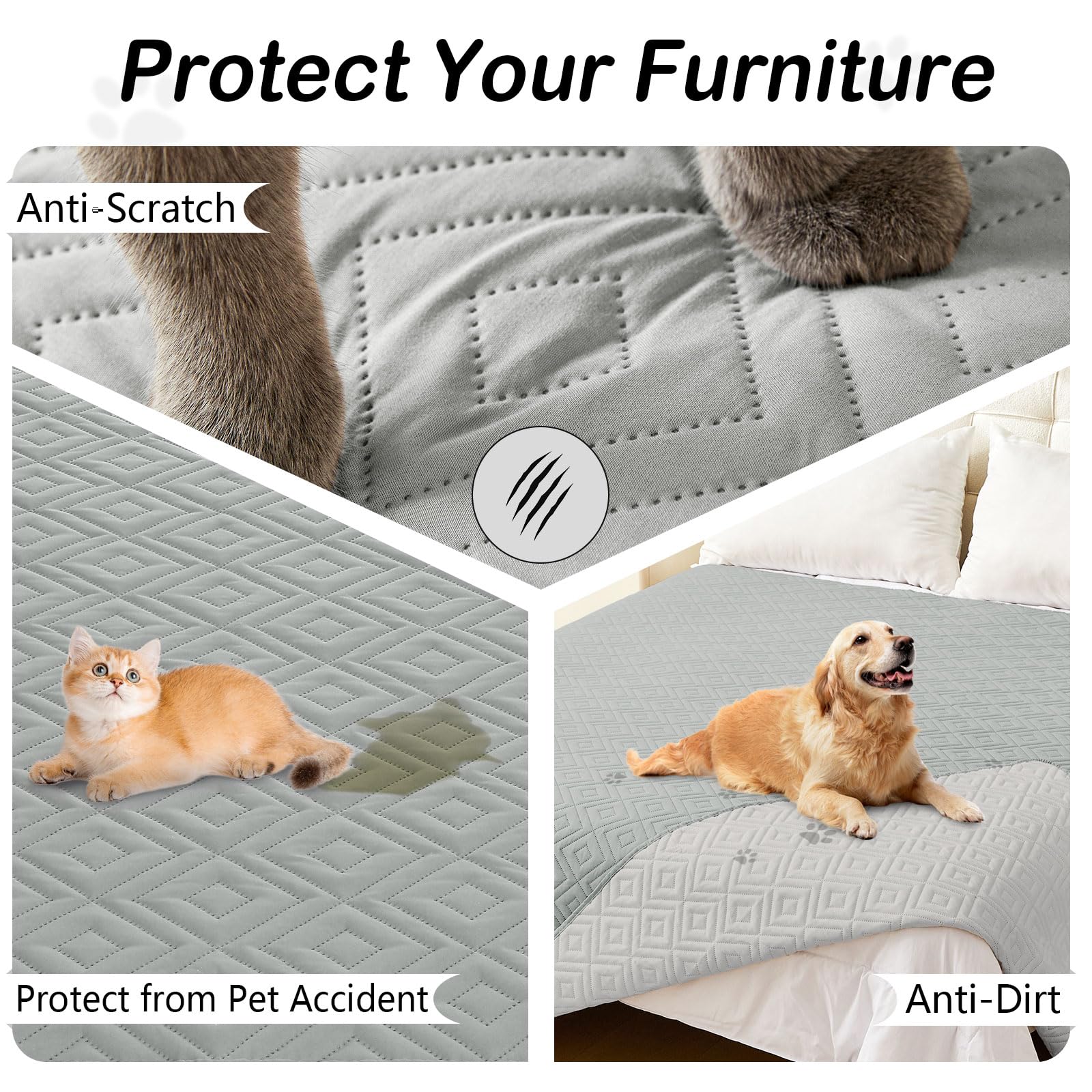 hyha Waterproof Dog Blanket, Soft Pet Bed Blankets, Waterproof Sofa Couch Cover for Dogs Washable, Reversible Pet Couch Covers f