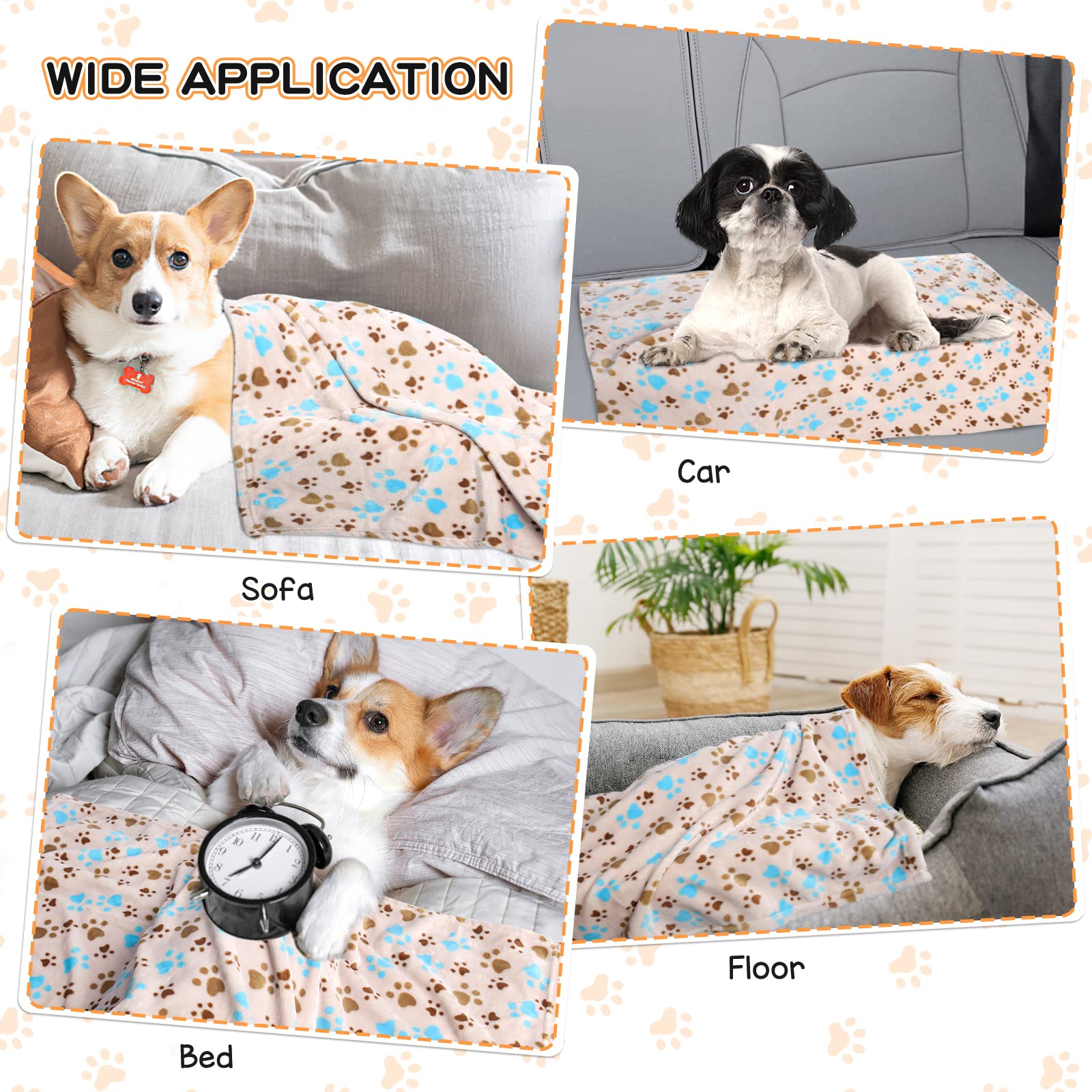 1 Pack 3 Blankets For Dogs Blankets For Large Dogs Large Dog Blanket Super Soft Fluffy Premium Fleece Pet Blanket Flannel Throw For Dog Puppy Cat Paw,Beige,Blanket(41X31 Inch)
