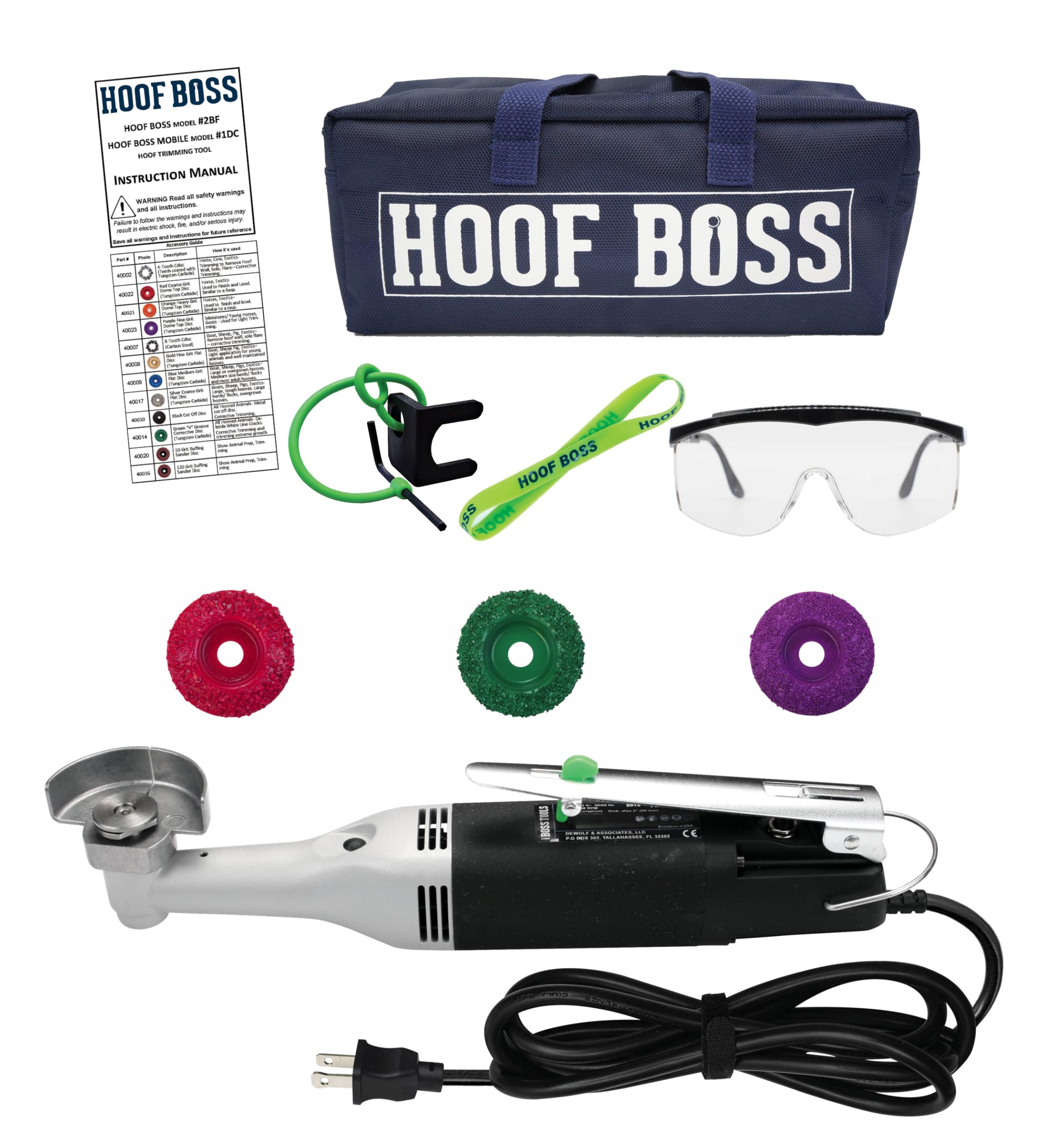 Hoof Boss - Horse Hoof Trimmers Basic Electric Set 110v - Horse Hoof Trimming Tools - Farrier Tool Kit - Grinder Discs and Acces