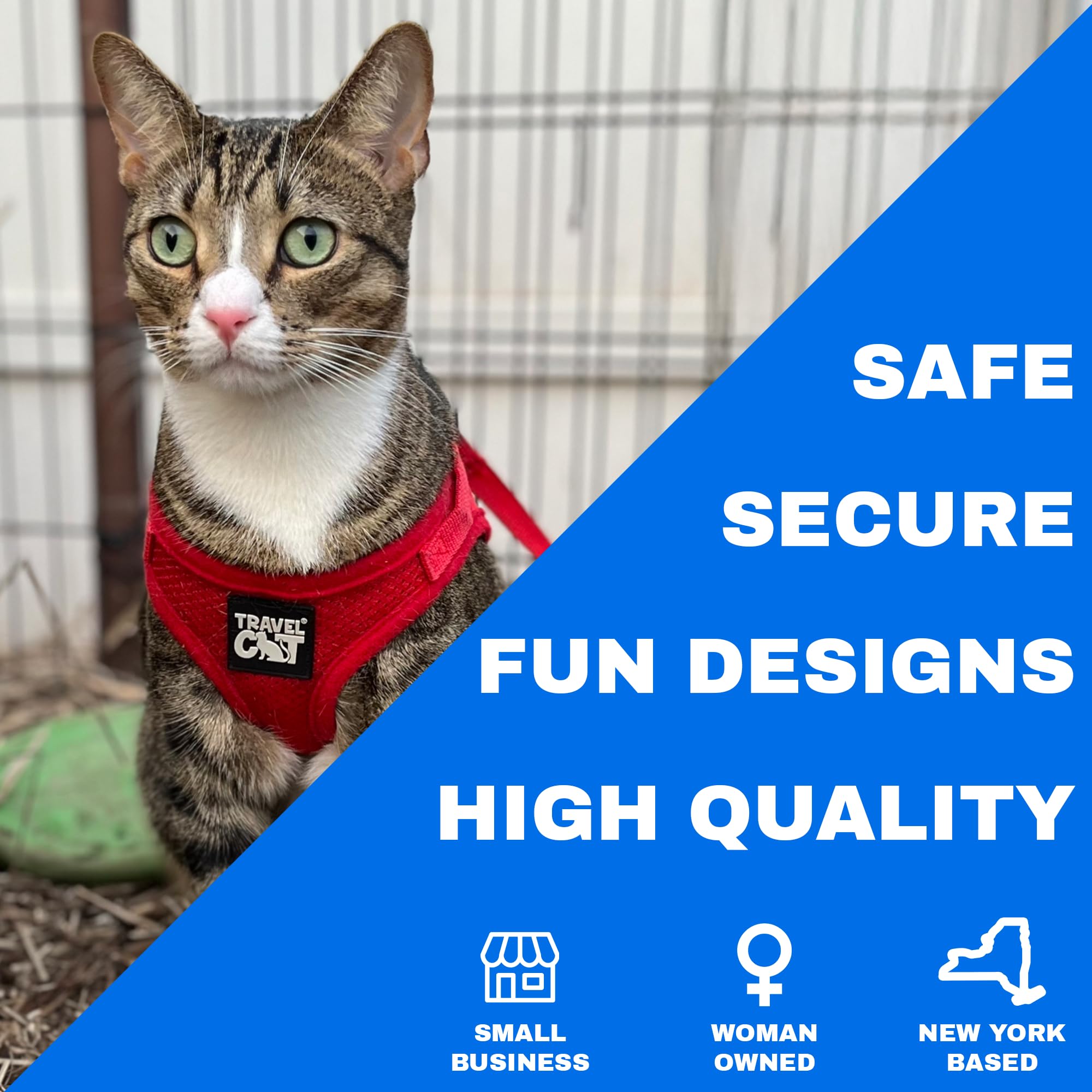 Travel Cat Harness And Leash Set - Adjustable Comfort Fit Mesh Vest Harnesses With Reflective Strap - Snug Fit Harness For Cats, Kitten For Outdoor Walking, Red, Medium (Chest 15-17.3 Inch)