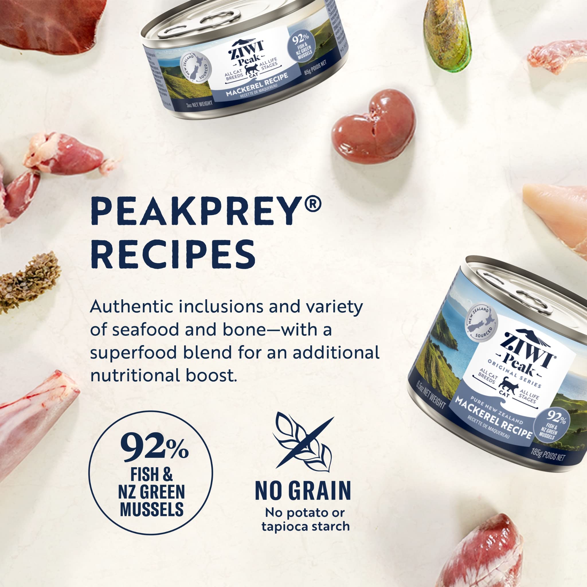 ZIWI Peak Canned Wet Cat Food - All Natural, High Protein, Grain Free, Limited Ingredient, with Superfoods (Mackerel, Case of 24