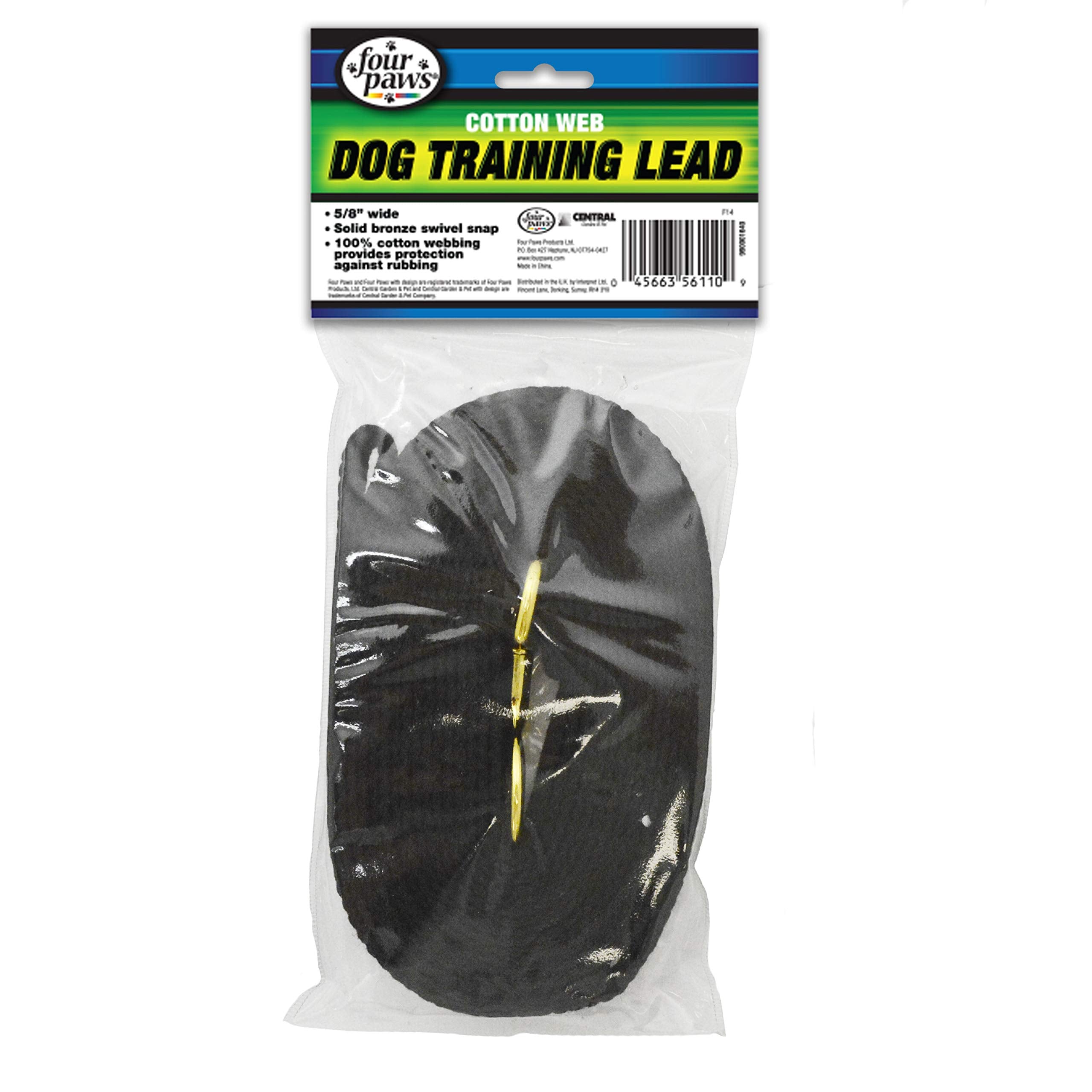 Four Paws Cotton Web Dog Lead Black 10 Feet