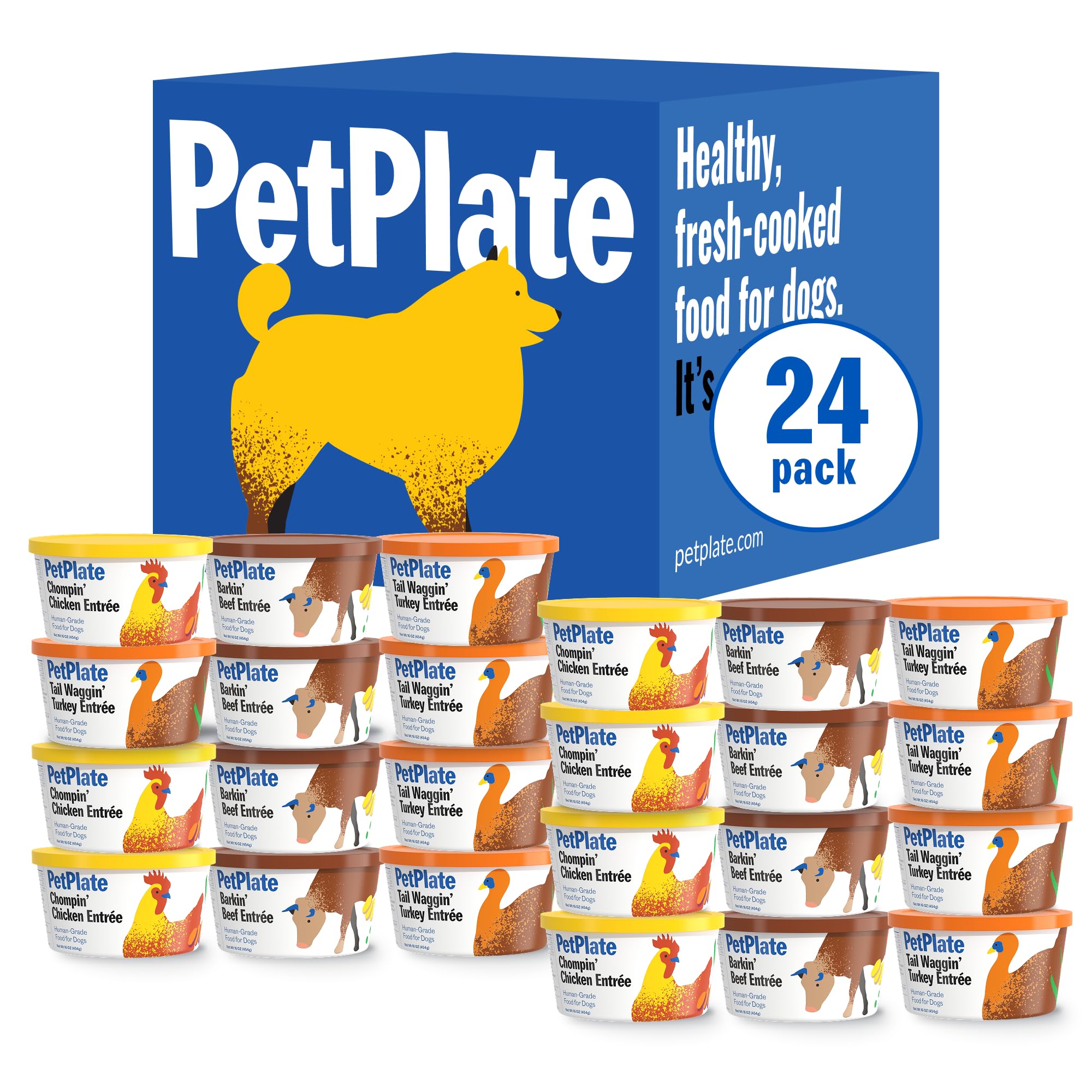 PetPlate Human-Grade Fresh Dog Food Variety Pack - 6 Proteins (Beef, Chicken & Turkey) - Wet Dog Food for All Breeds - High-Prot