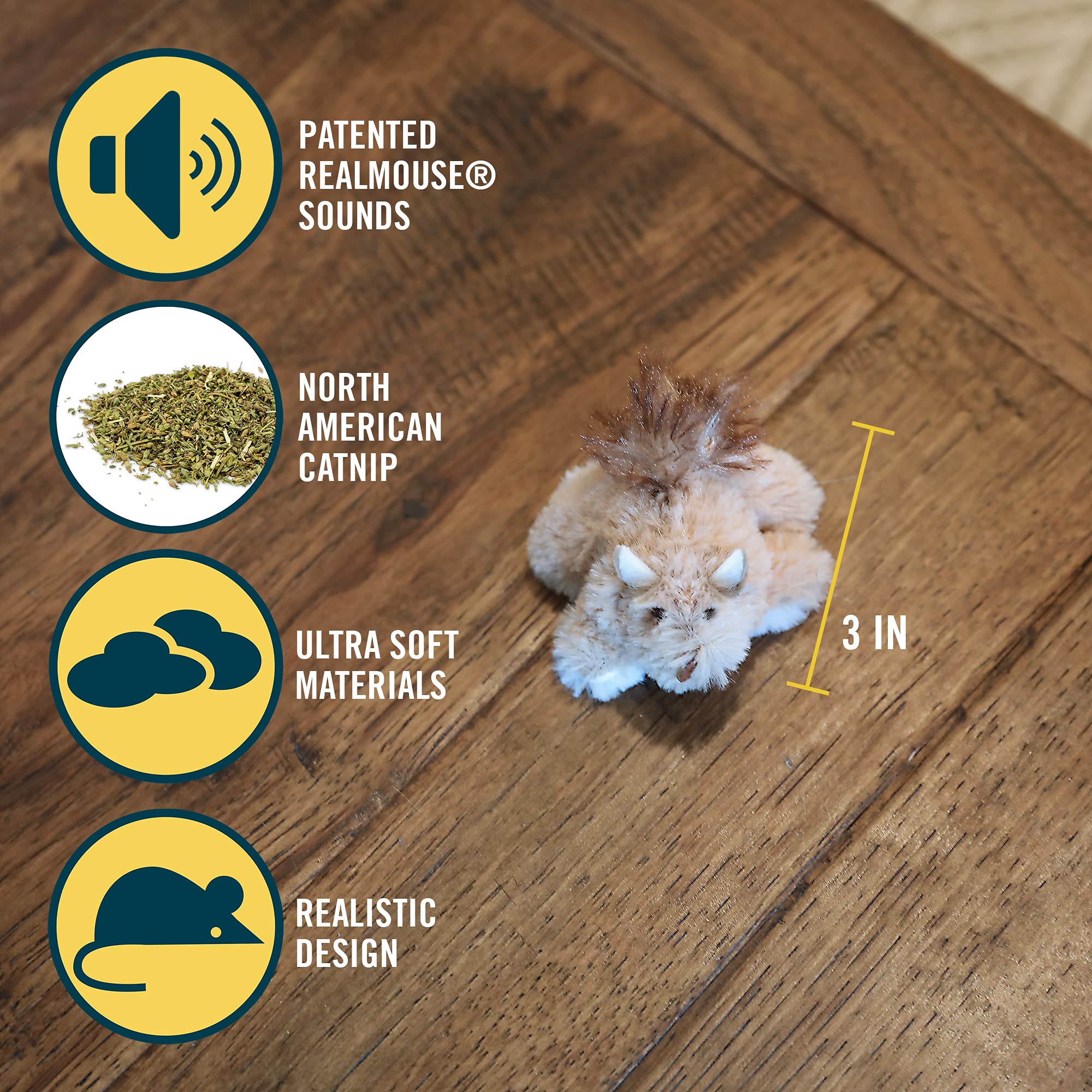 Play-N-Squeak Ourpets Playnsqueak Backyard Cat Toy Squeaking Squirrel, All Breed Sizes