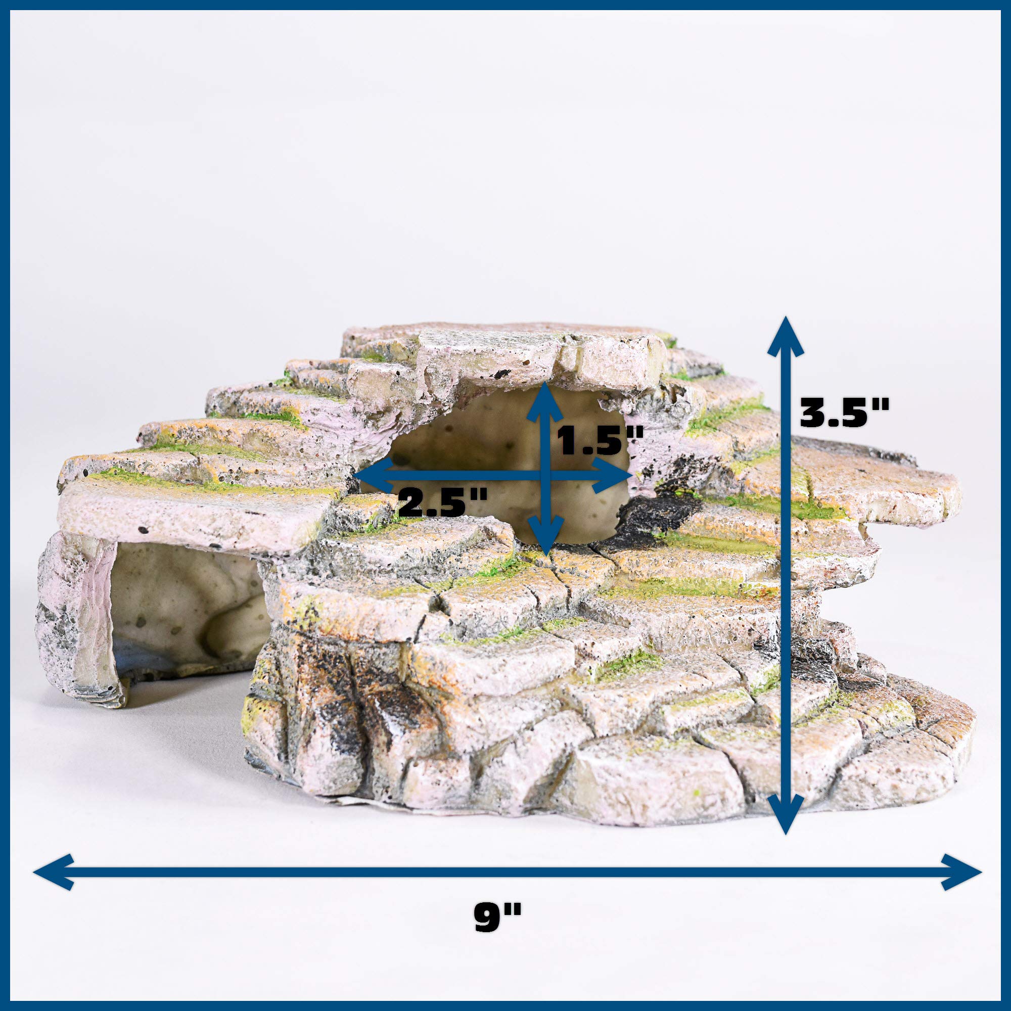 Penn-Plax Reptology Shale Scape Step Ledge & Cave Hideout – Basking Area - Decorative Resin For Aquariums & Terrariums – Great For Reptiles, Amphibians, And Fish – Medium