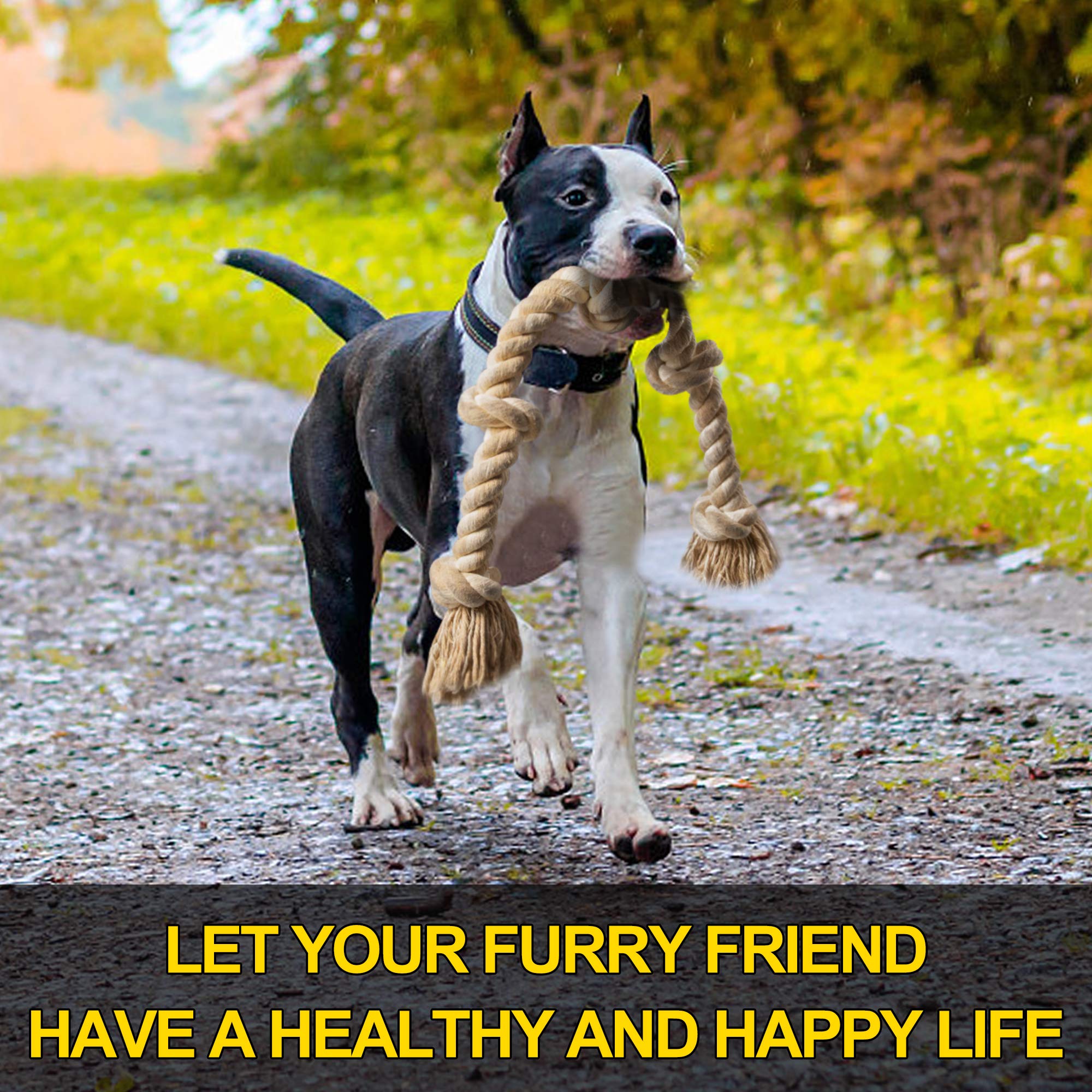 Fida Dog Rope Toys For Large/Medium Aggressive Chewers, Tough Rope Chew Toy, 3 Feet 5 Knots Indestructible Natural Cotton, Tug O