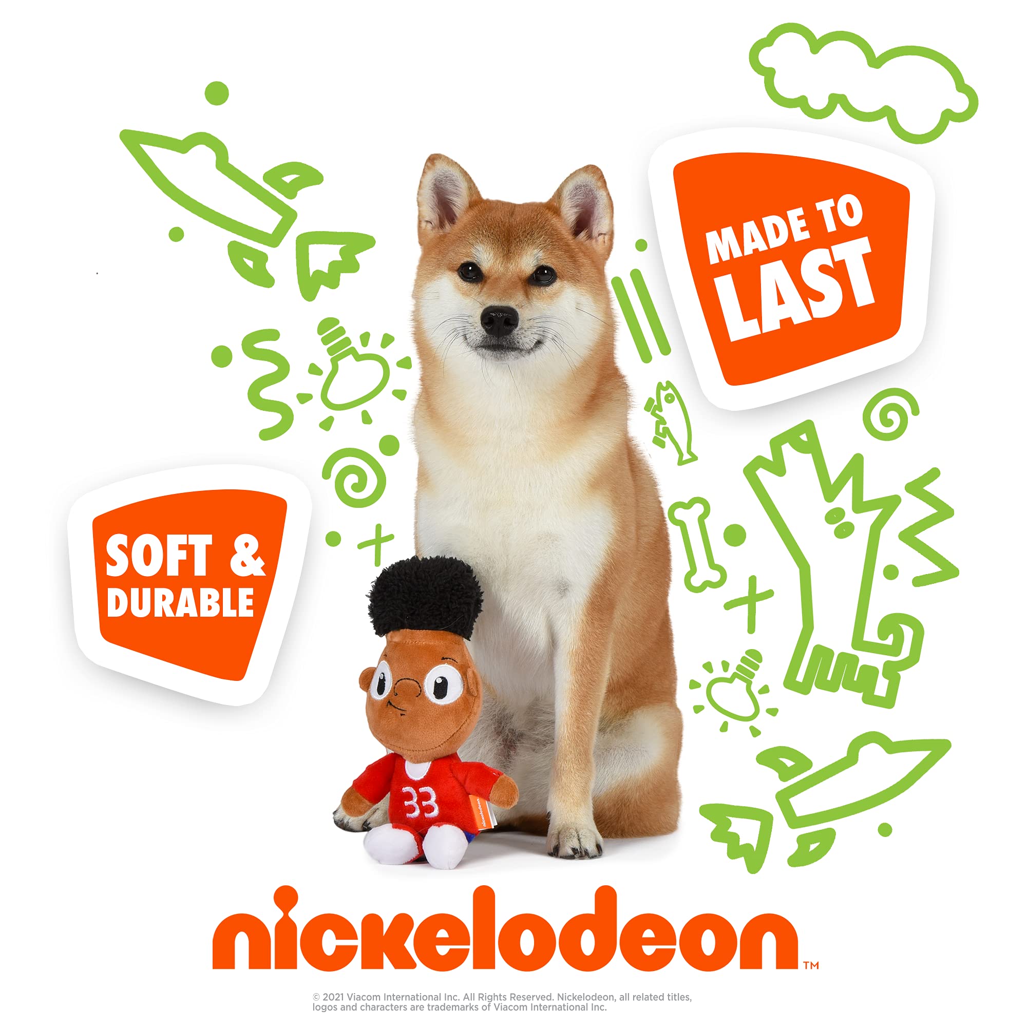 Nickelodeon For Pets Hey Arnold Gerald Figure Plush Dog Toy | 6 Inch Soft Fabric Small Dog Toy - Brown And Red Plush Dog Toy For All Dogs, 90S Nickelodeon Toys From Hey Arnold Tv Series