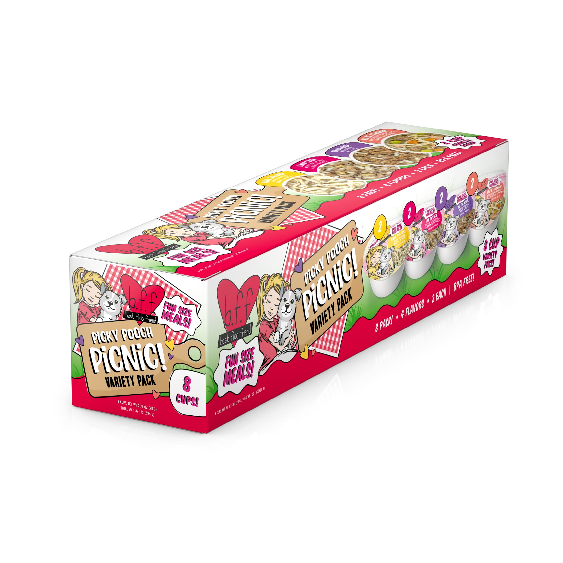 Weruva Best Fido Friend Fun Size Meals for Dogs, Picky Pooch Picnic Variety Pack, 2.75oz Cup, Pack of 8