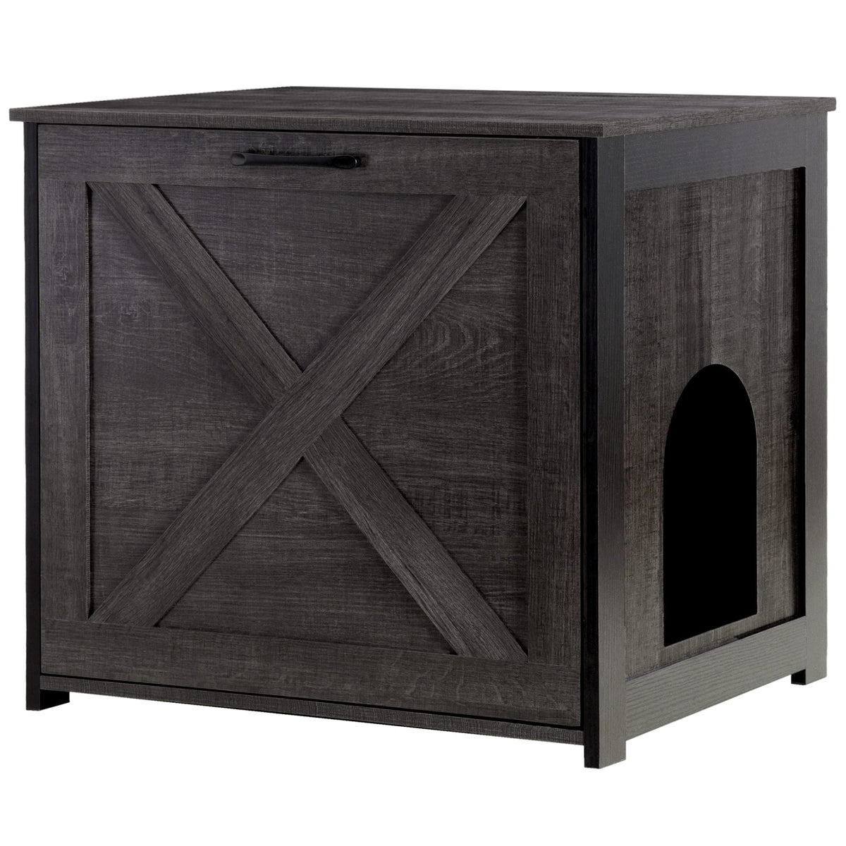 Dwanton Cat Litter Box Furniture Hidden, Cat Litter Box Enclosure, Reversible Entrance Can Be On Left Or Right Side, Indoor Cat Box Cabinet, Wooden Cat Washroom, End Table, Nightstand, Dark Gray