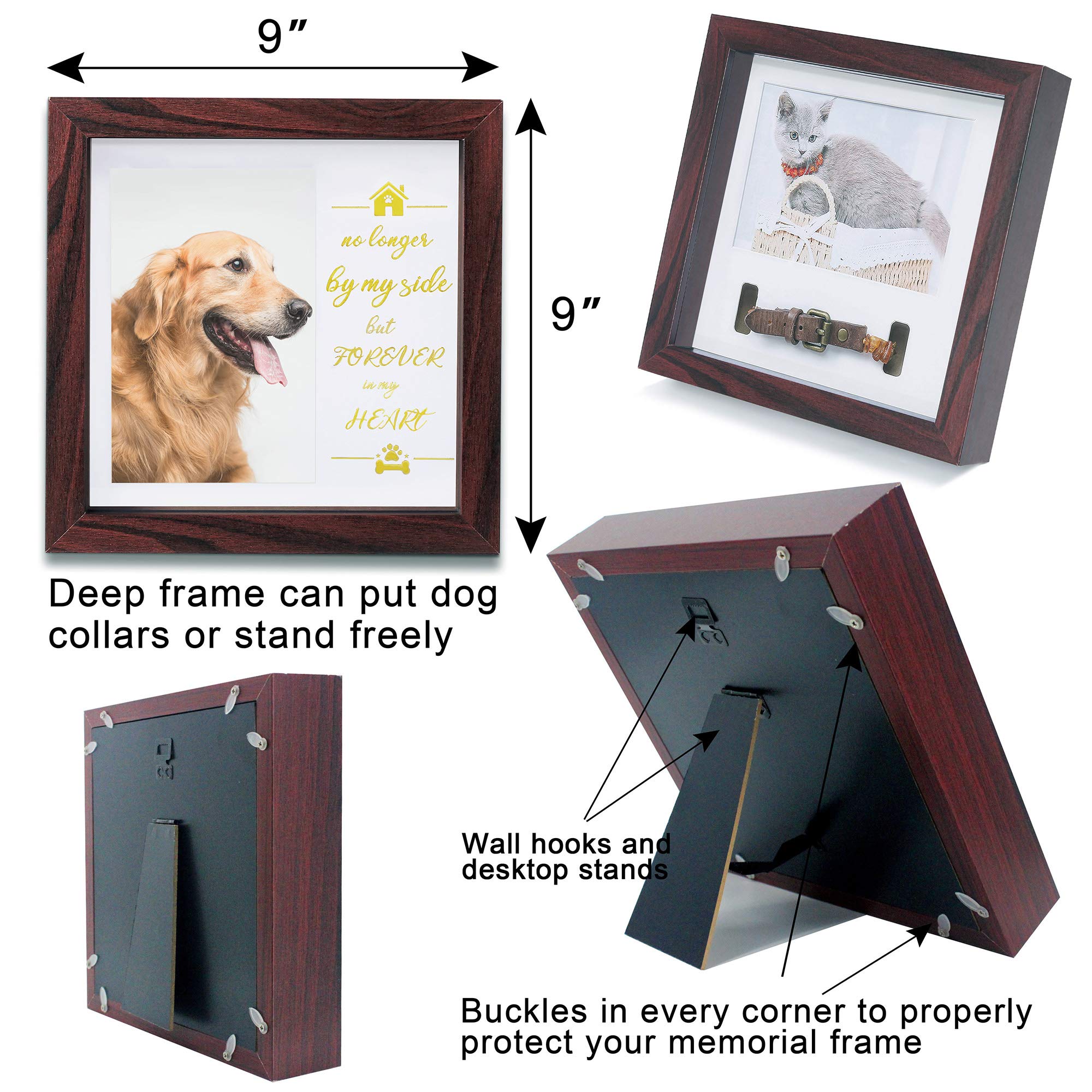Kcrasan Pet Memorial Picture Frame - Dog Memorial Sentiment Frame For Loss Of Dog Gifts - Pet Collar Frame Remembrance Sympathy Dog Or Cat Tribute Keepsake(Mahogany)