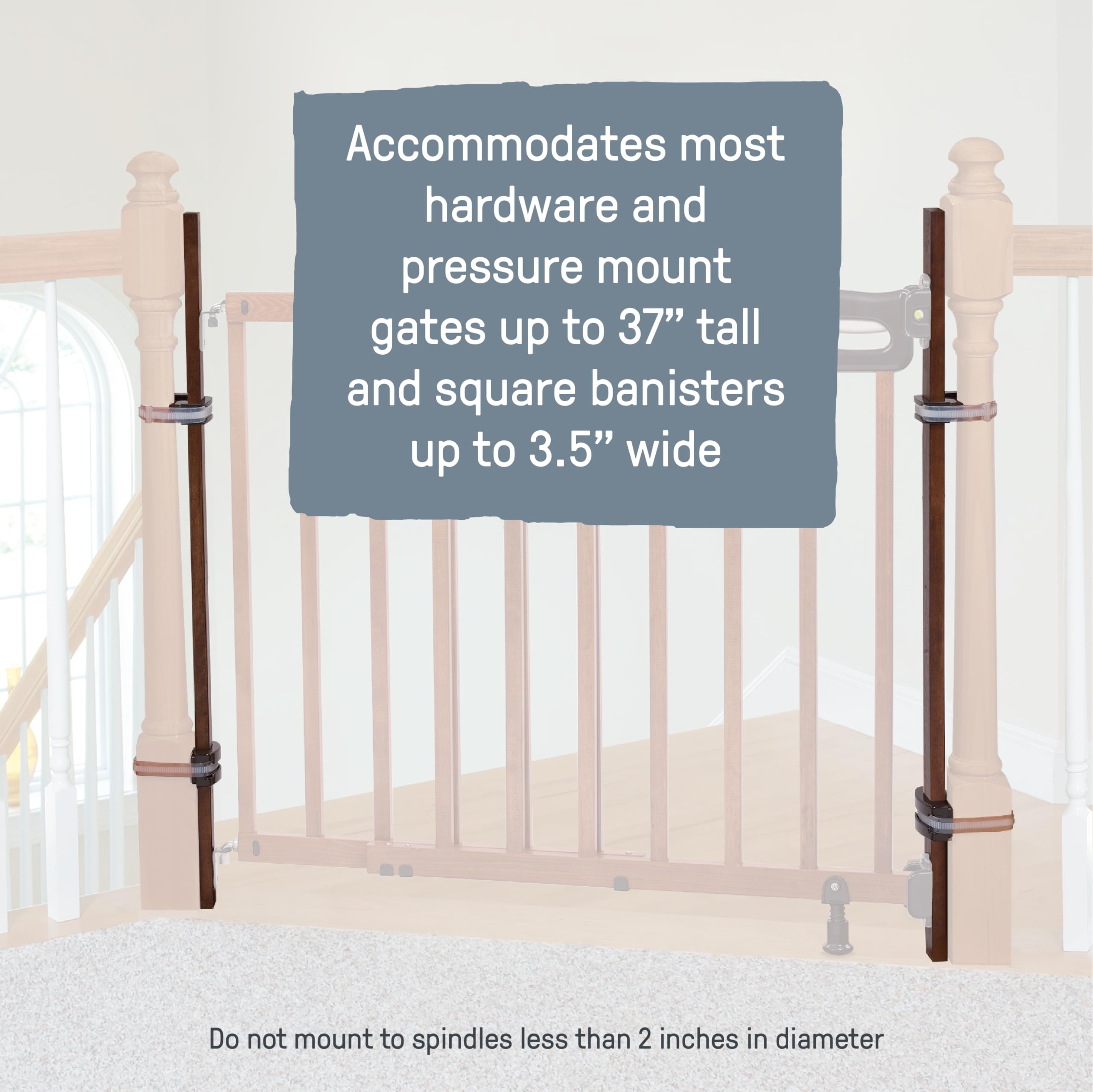 Summer Infant Banister To Banister Gate Mounting Kit - Fits Round Or Square Banisters, Accommodates Most Hardware & Pressure Mount Baby Gates Up To 37” Tall, Gate Sold Separately