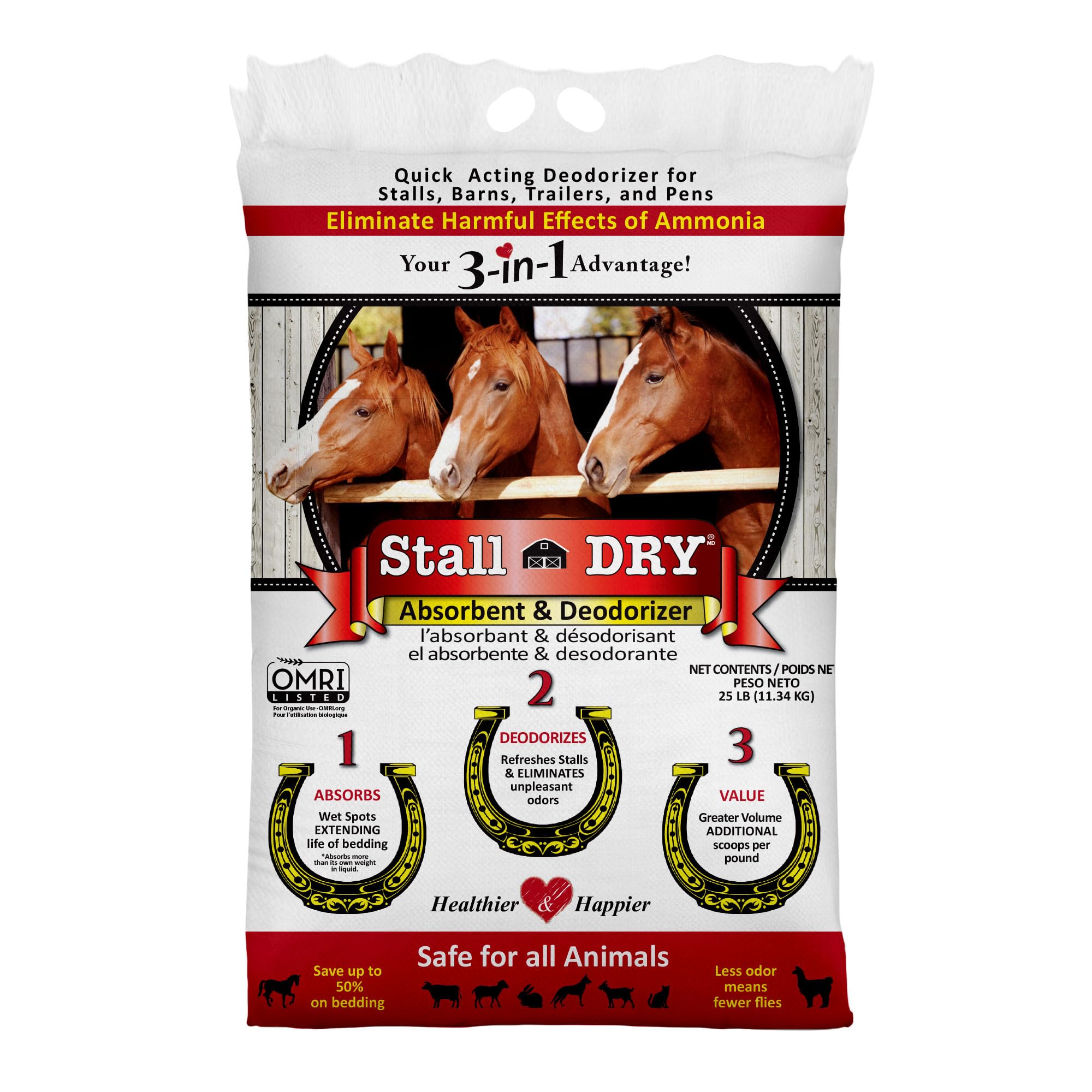 Progressive Planet Stall Dry Absorbent & Deodorizer, 25Lbs - Use For Stalls, Pens & Small Animal Spaces - Eliminates Ammonia, En