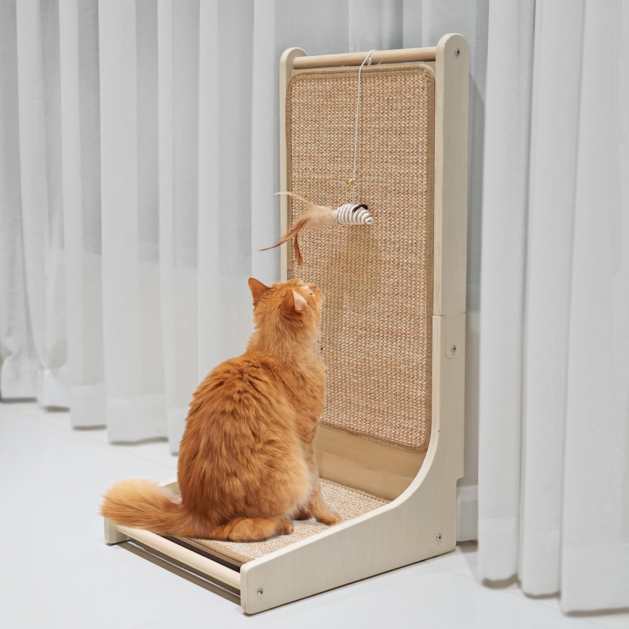 Petkaray Cat Scratcher, Sisal Cat Scratch Pad, L Shape Scratching Board For Indoor Kitty, Floor Mounted Scratcher With Mouse Toy