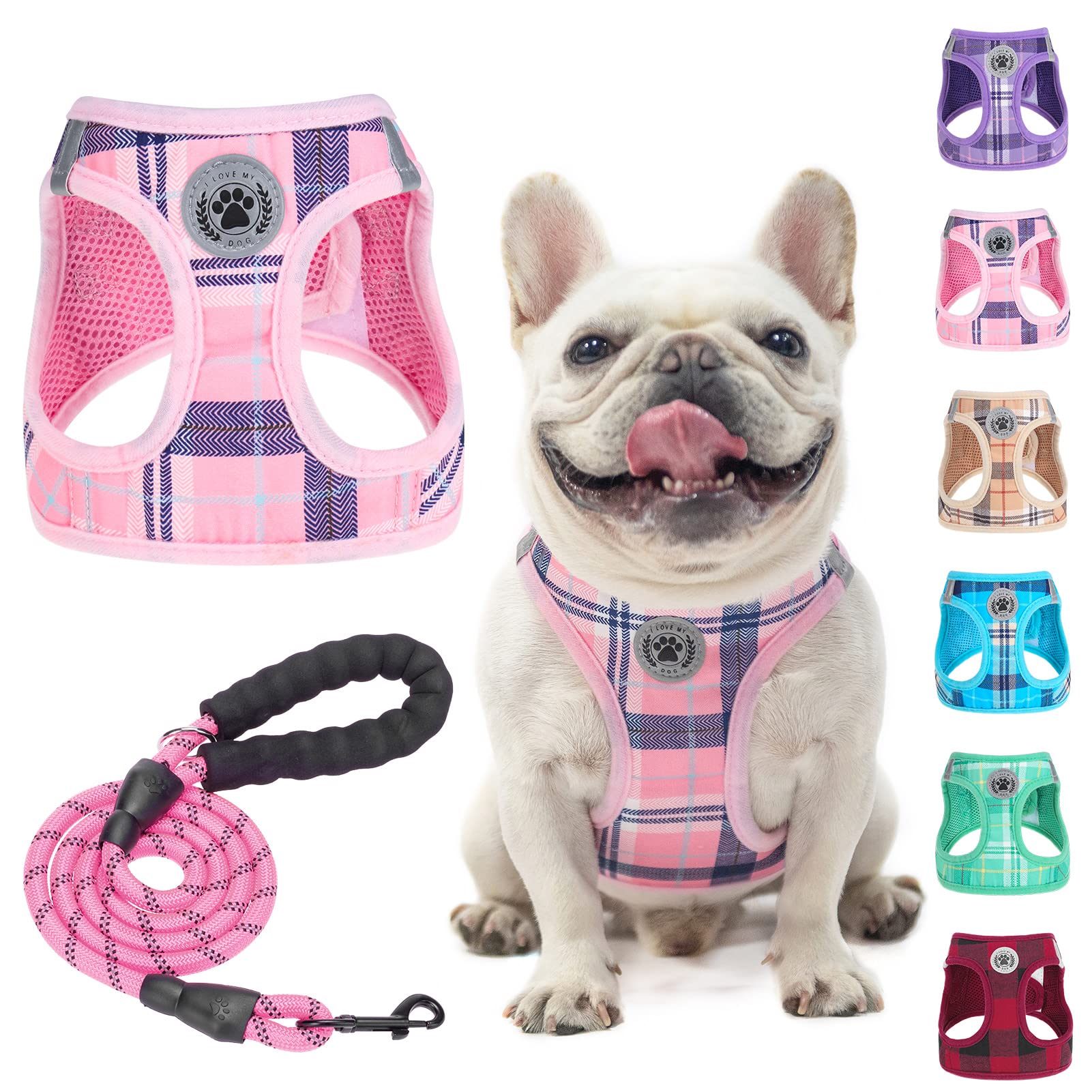 Beautyzoo Small Dog Harness And Leash Set,Step In No Choke No Pull Soft Mesh Dog Harnesses Reflective For Extra-Small/Small Medi