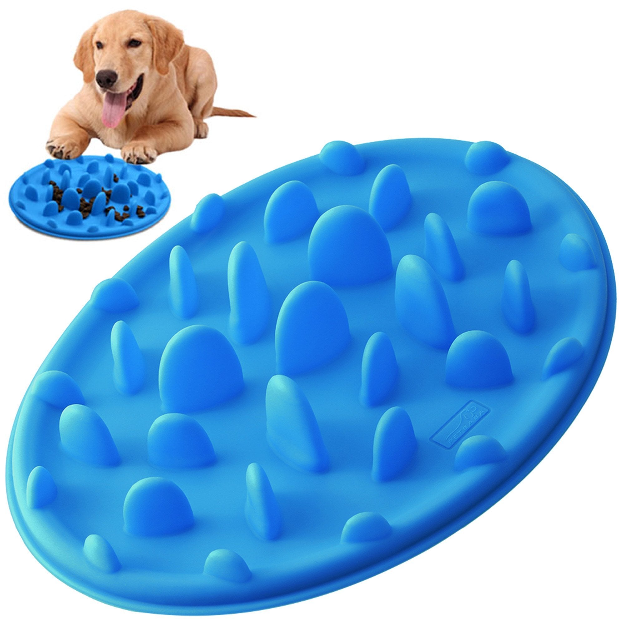 PETBABA Dog Bowl Slow Feeder, Interactive Puzzle Fun Silicone Nonskid Feed Dish, Against Bloat in Eating Food, Keep Your Cat Pet