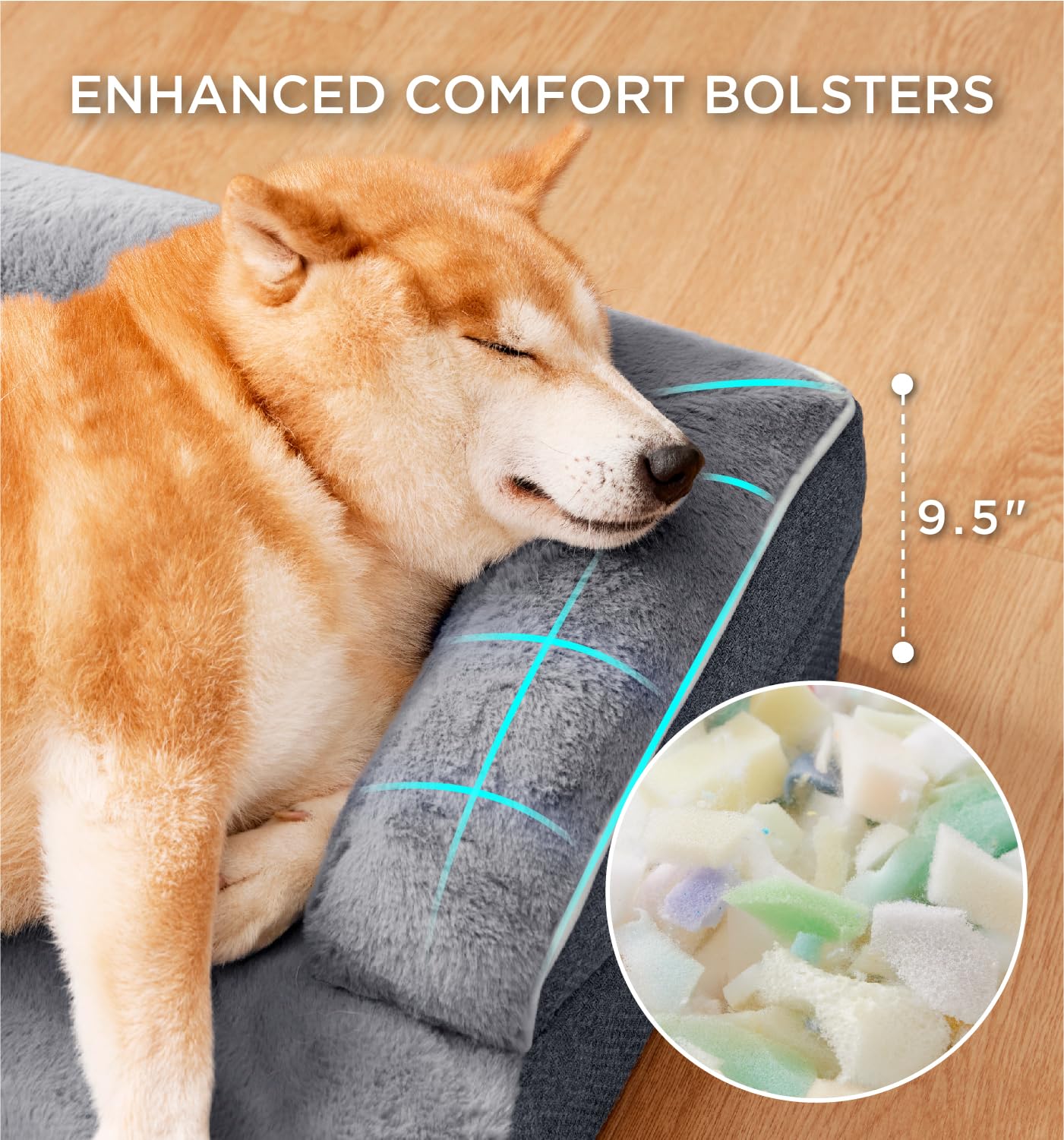 Made4Pets Orthopedic Dog Bed for Extra Large Dogs, Supportive Foam XXXL Pet Bed Sofa with Washable Removable Cover, Waterproof L