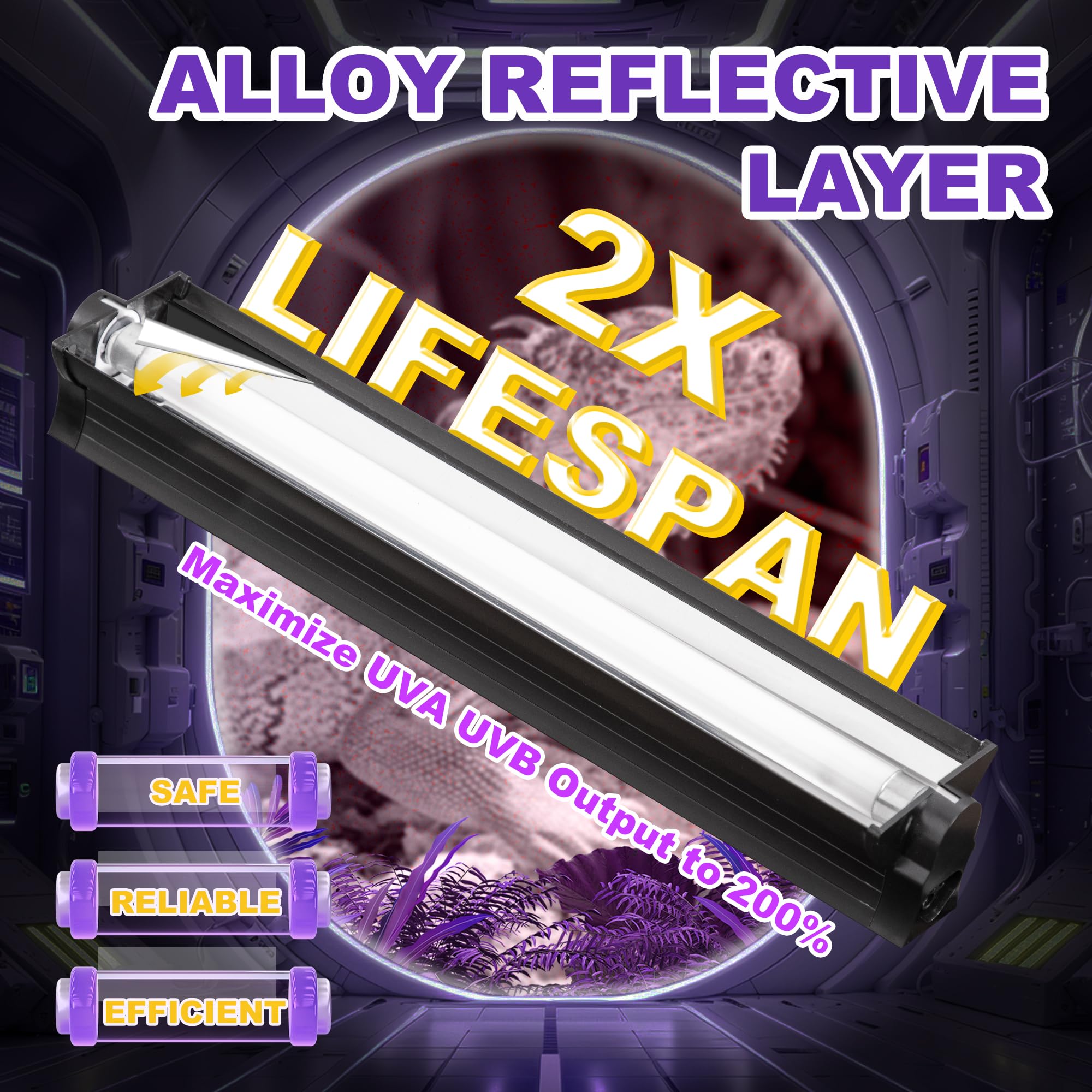 T5 Ho Uvb Lighting Combo Kit, 39W Reptile Light Fixture With Fluorescent Light Bulbs, Tropical 5.0 Uvb Light For Reptiles And Am