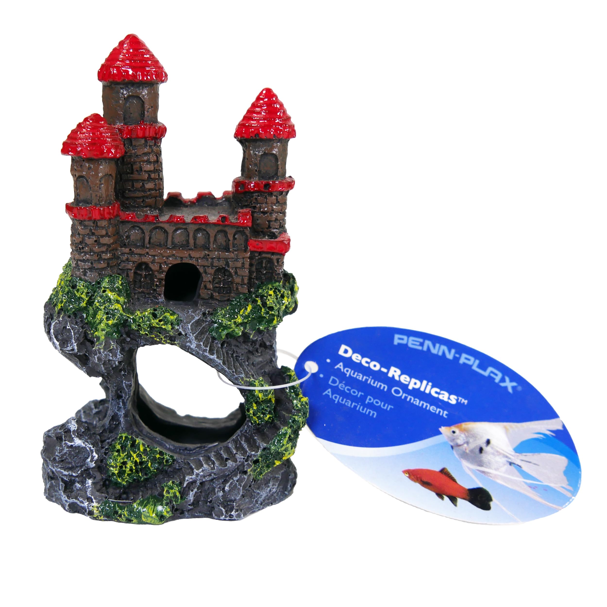 Penn-Plax Age-Of-Magic Magical Mini Castle Aquarium Decoration – Safe For Freshwater And Saltwater Fish Tanks – Red