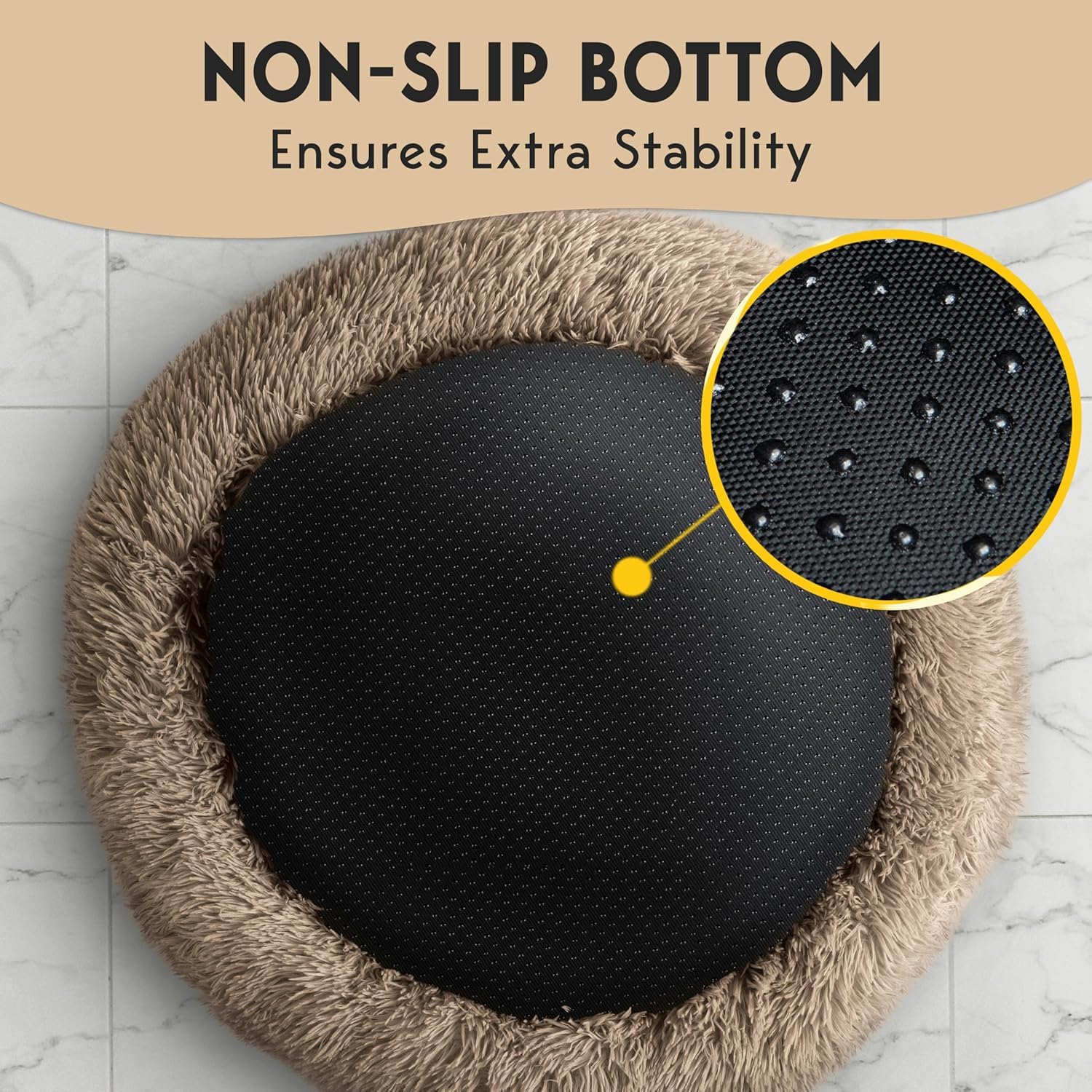 PetJett Calming Dog Beds for Small Dogs - 23 Donut Dog Beds, Anti-Slip & Washable Fluffy Plush Faux Fur Pet Bed, Anti-Anxiety Pr