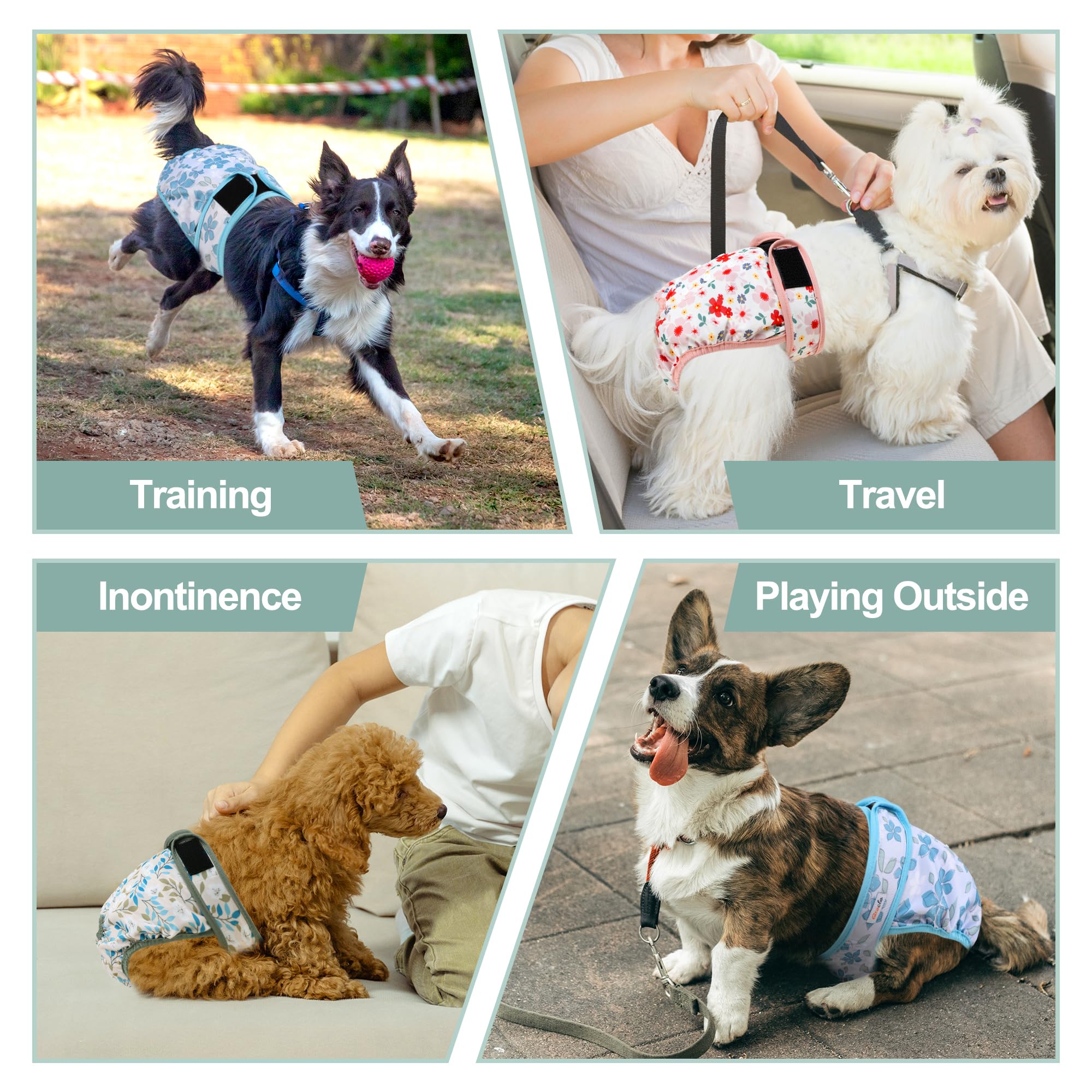 Grecle Washable Female Dog Diapers (3 Pack) - No Leak Reusable Diapers For Doggy Female In Period - Highly Absorbent Dog Heat Panties With Adjustable Snaps Xl