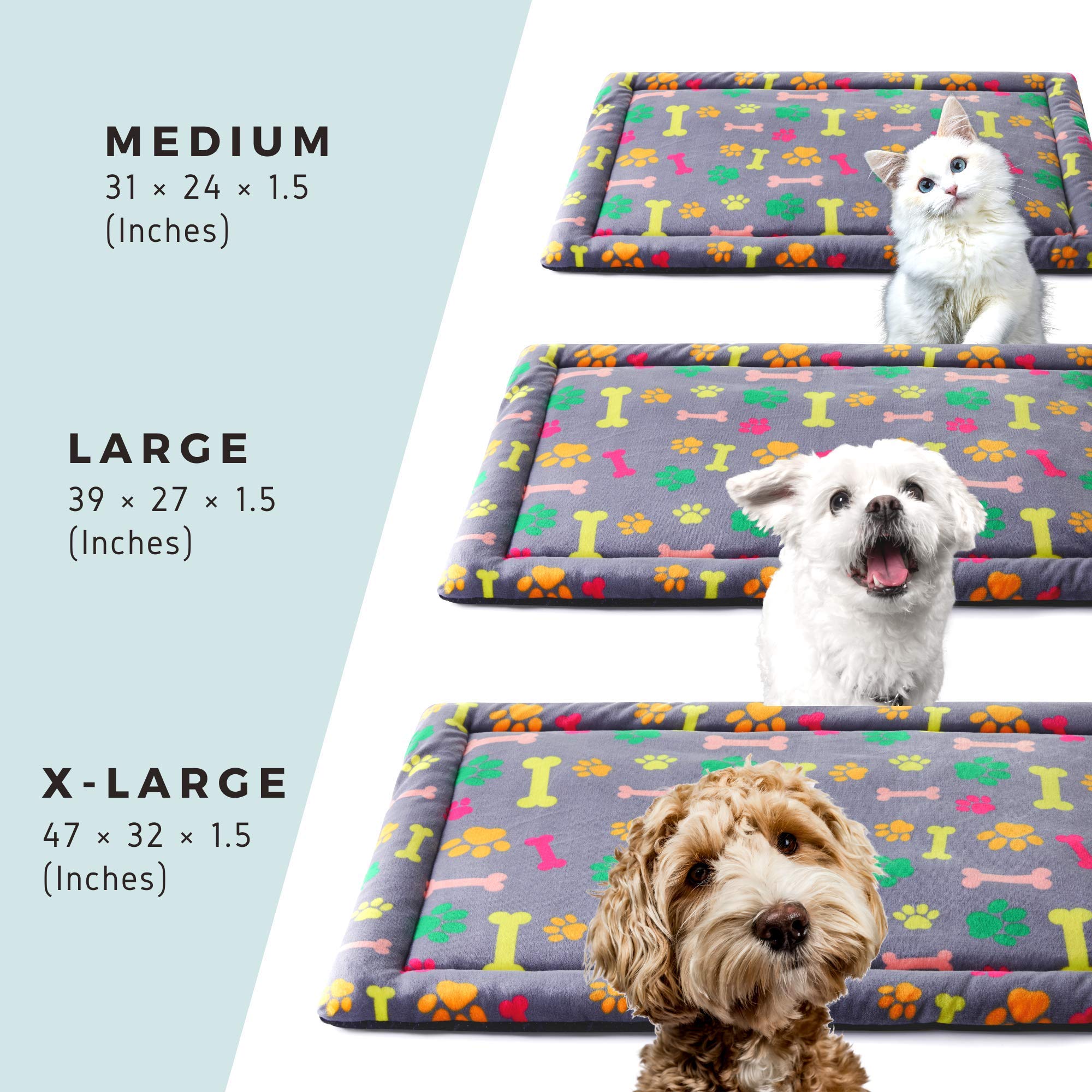 Allisandro Extra Softness 46 X 30 Inches Pet Sleeping Mat For Small Medium Large Dogs Puppies, Non Slip Dog Bed Mat, Vivid Bone