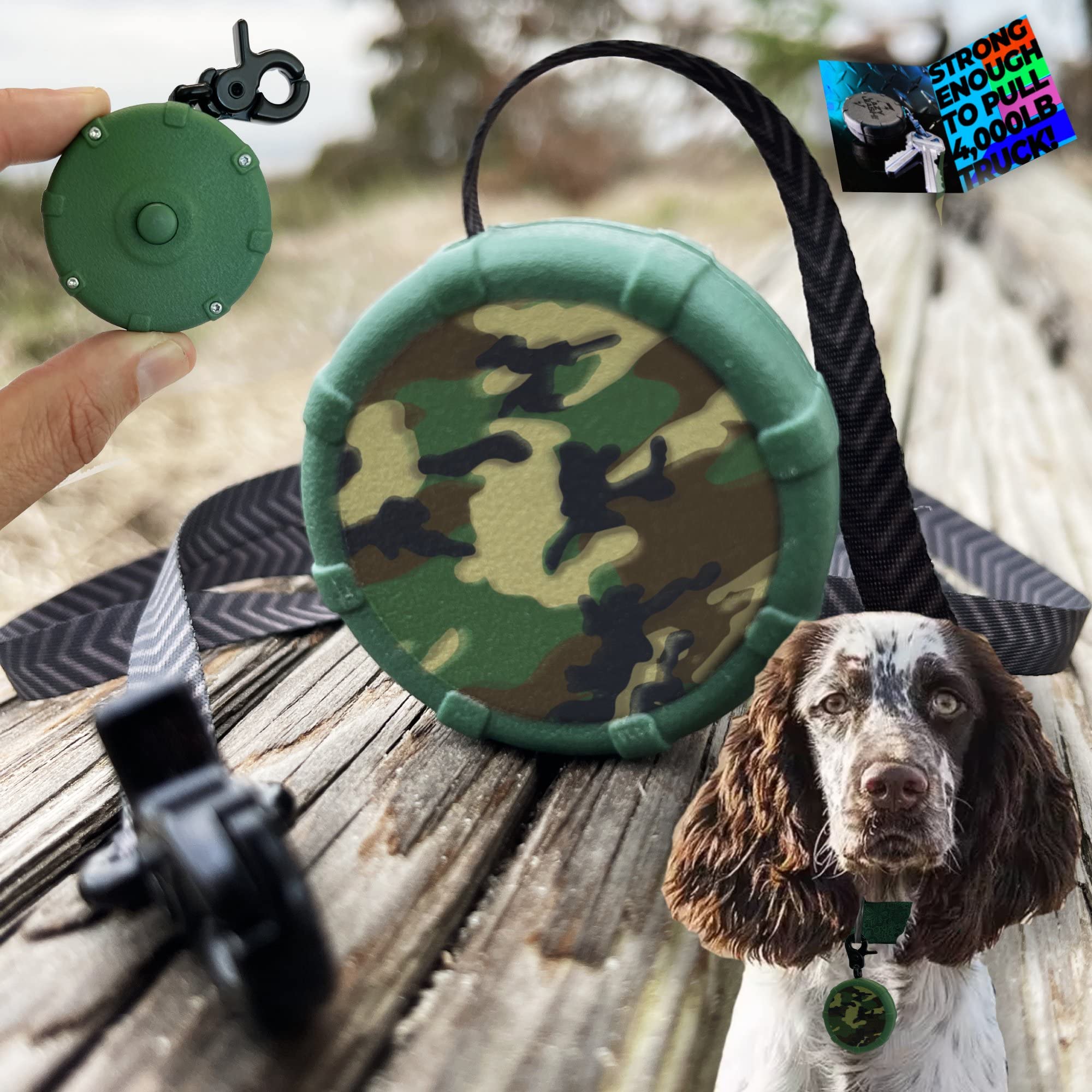 Camouflage Mini Adjustable Dog Leash - Wearable, Retractable Keychain Clip - 40'' - Lightweight & Durable, Comfort Grip For Off 