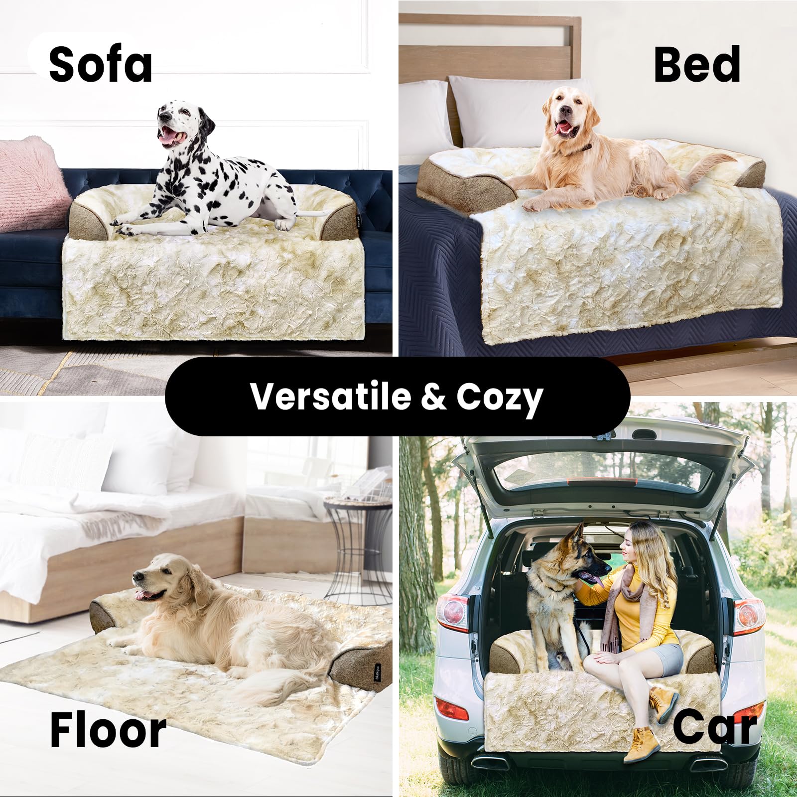 Blunique Calming Dog Couch Bed For Medium Dogs/Cats, 35 X 31 Inch Waterproof Removable Dog Mat Couch Cover For Furniture Protect
