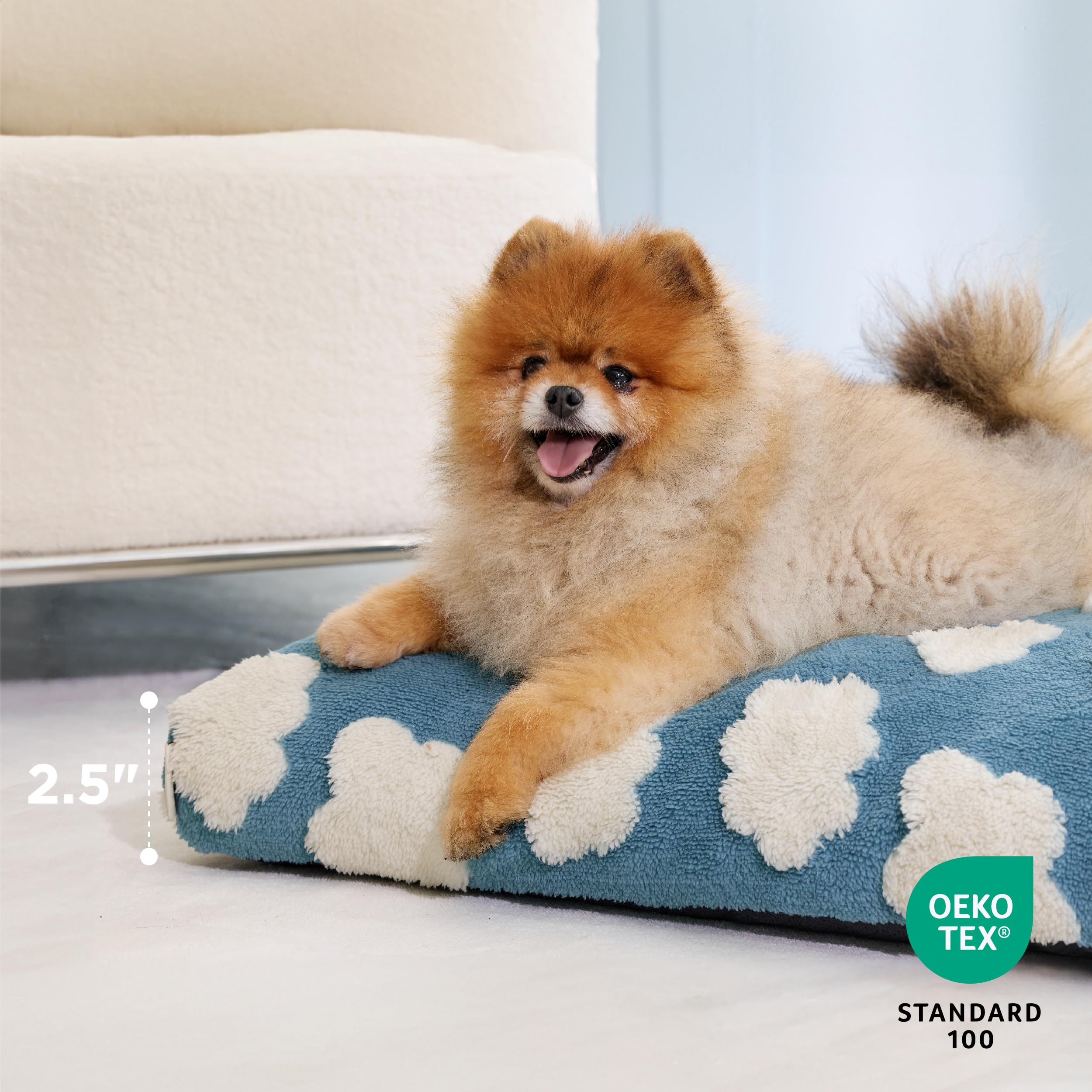 Lesure Cute Small Dog Bed-Thick Shredded Chopped Foam Pet Puppy Bed Indoor With Removable Washable Cover, Modern Fuzzy Plush & A
