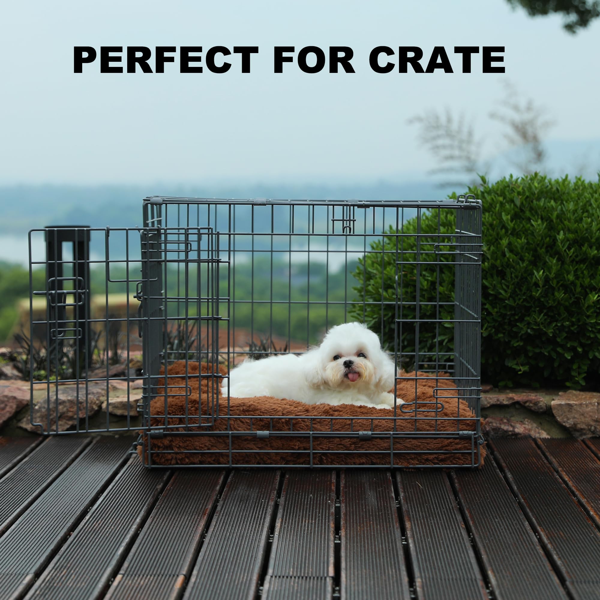 Bedfolks Waterproof Crate Bed, Plush Pad With Removable Cover, Faux Fur For Small Dogs And Cats, Fluffy Washable Kennel Bed 17'