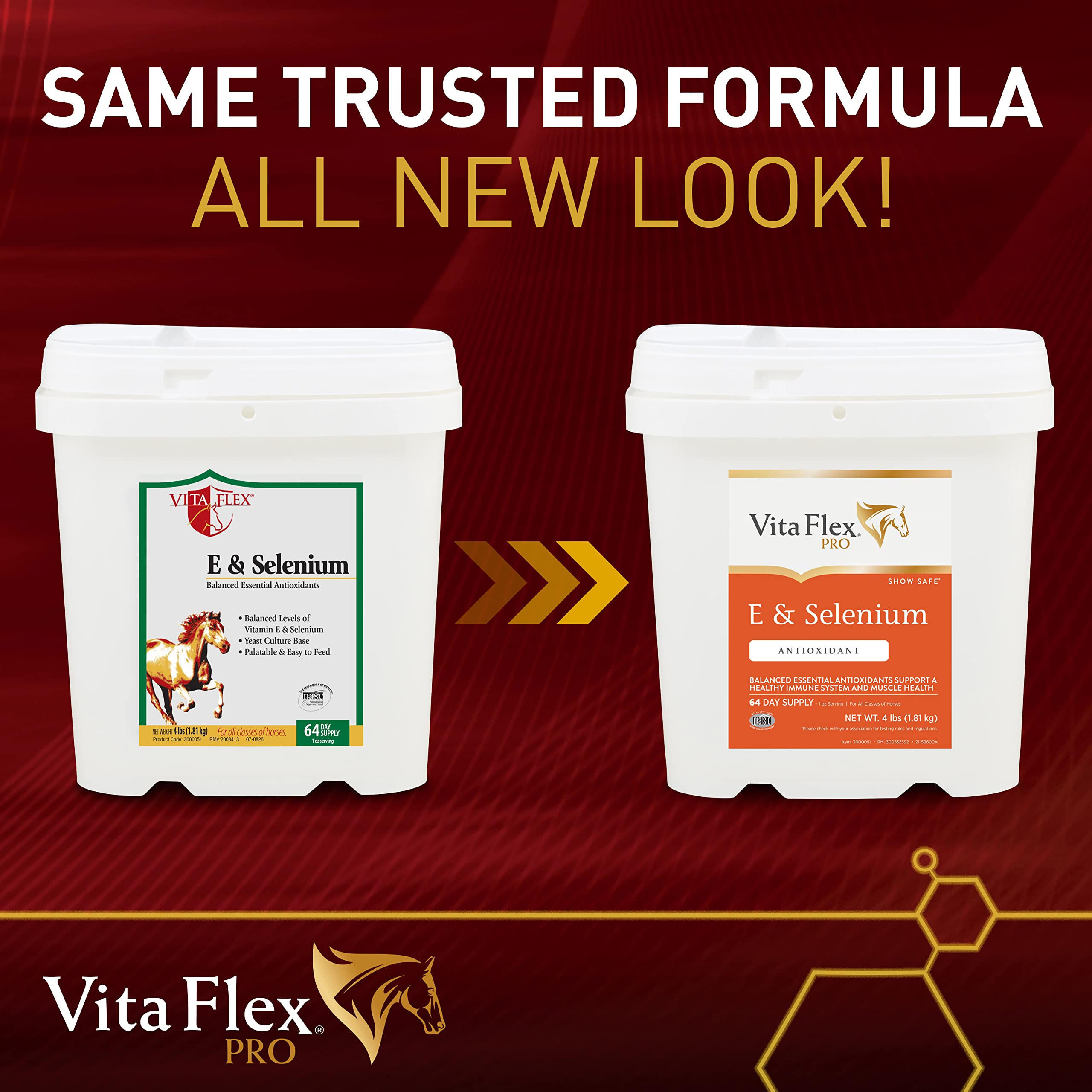Vita Flex Pro E and Horse Selenium Supplement, Balanced Essential Antioxidants, 4 Pound, 64-Day Supply