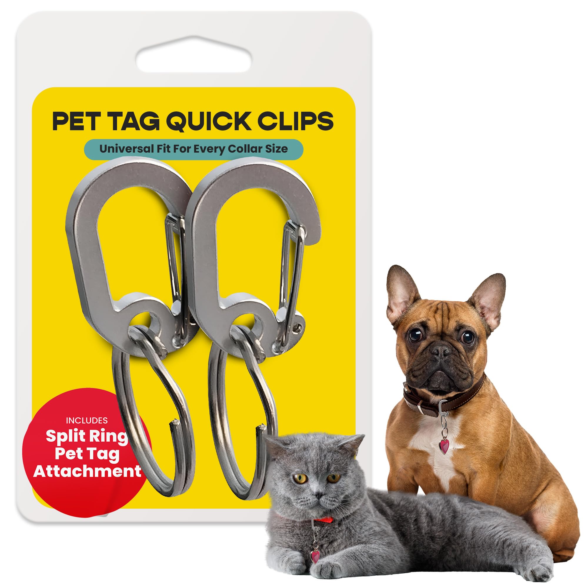 Klippy 2-Pack, 2 Pet Tag Quick Clips, Perfect For Dogs And Cats, Silver