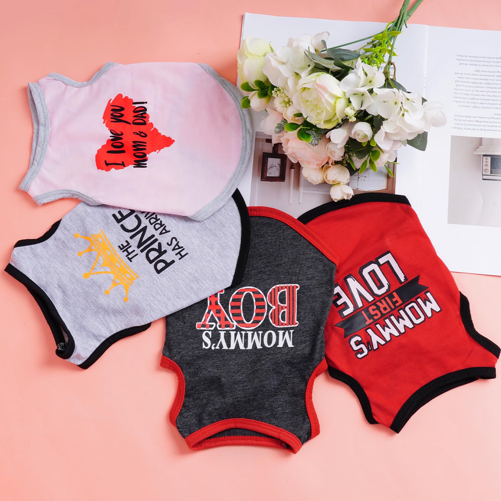 Pistha 4 Pack Dog Shirts Summer Printed Puppy Clothes Novel Sleeveless Pet T Shirts Dog Clothes For Small Medium Dogs Cats Boy(M