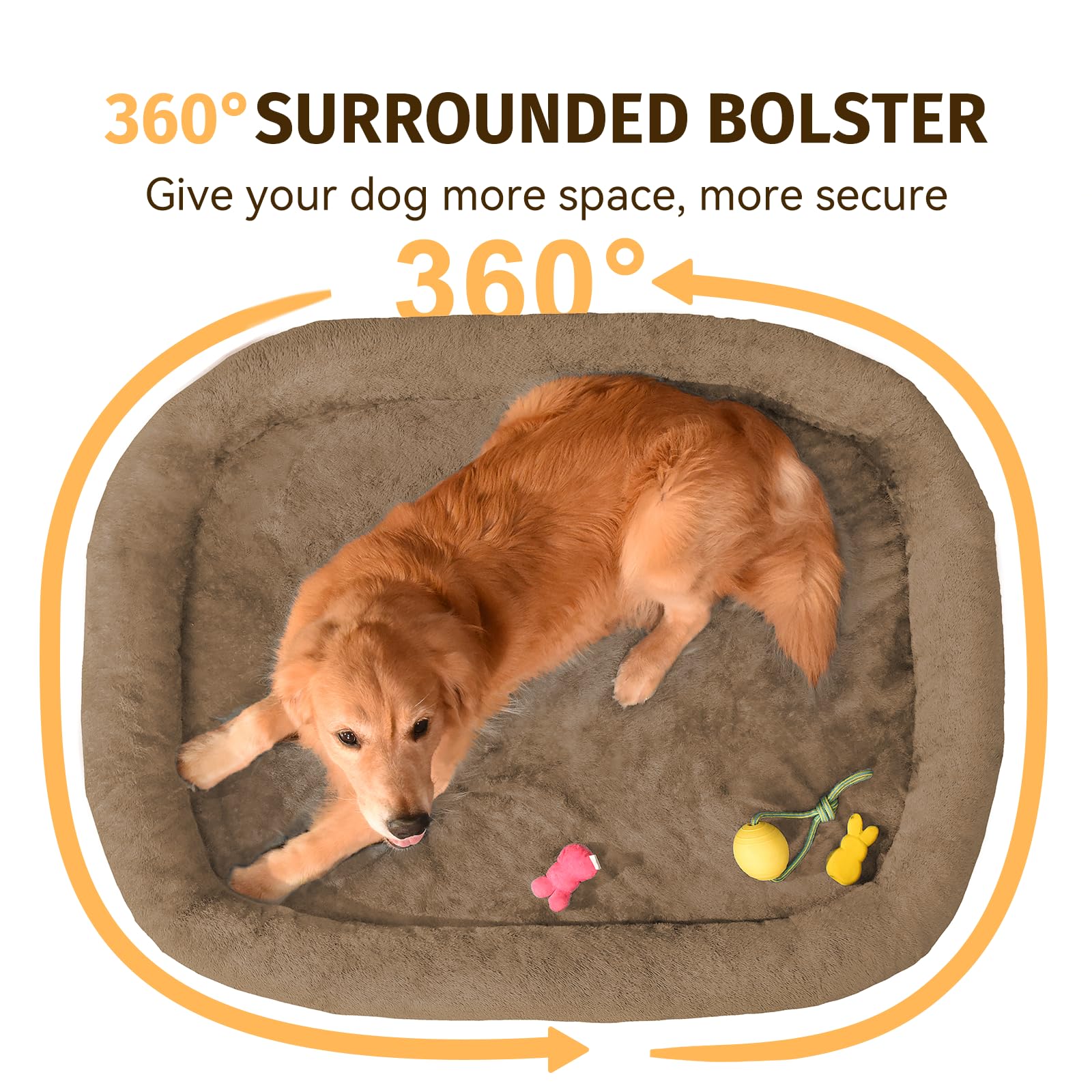 Orthopedic Waterproof Large Dog Bed: Memory Foam Washable Dog Bed With Bolsters - Xl Removable Orthopedic Pet Cover For Medium L