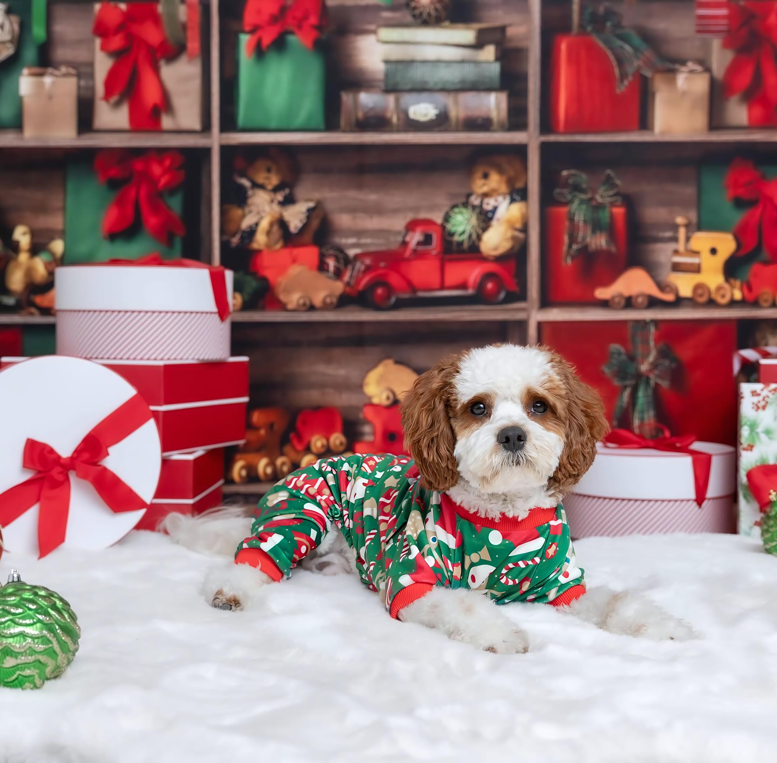 Fitwarm Christmas Dog Pajamas, Dog Winter Clothes For Small Dogs Boy Girl, Lightweight Velvet Pet Jammies, Reindeer, Red, Green,