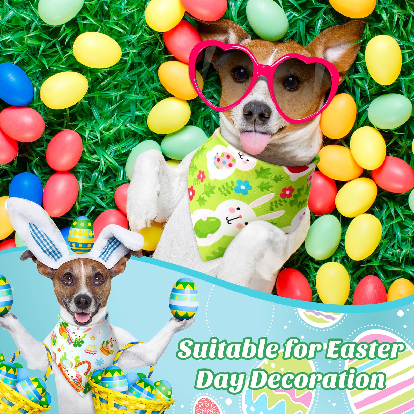 Sanwuta 50 Pcs Easter Dog Bandanas Bulk Pet Kerchief Set Bibs Triangle Scarf Dog Bandanas With Egg Rabbit Carrot Patterns For Ea