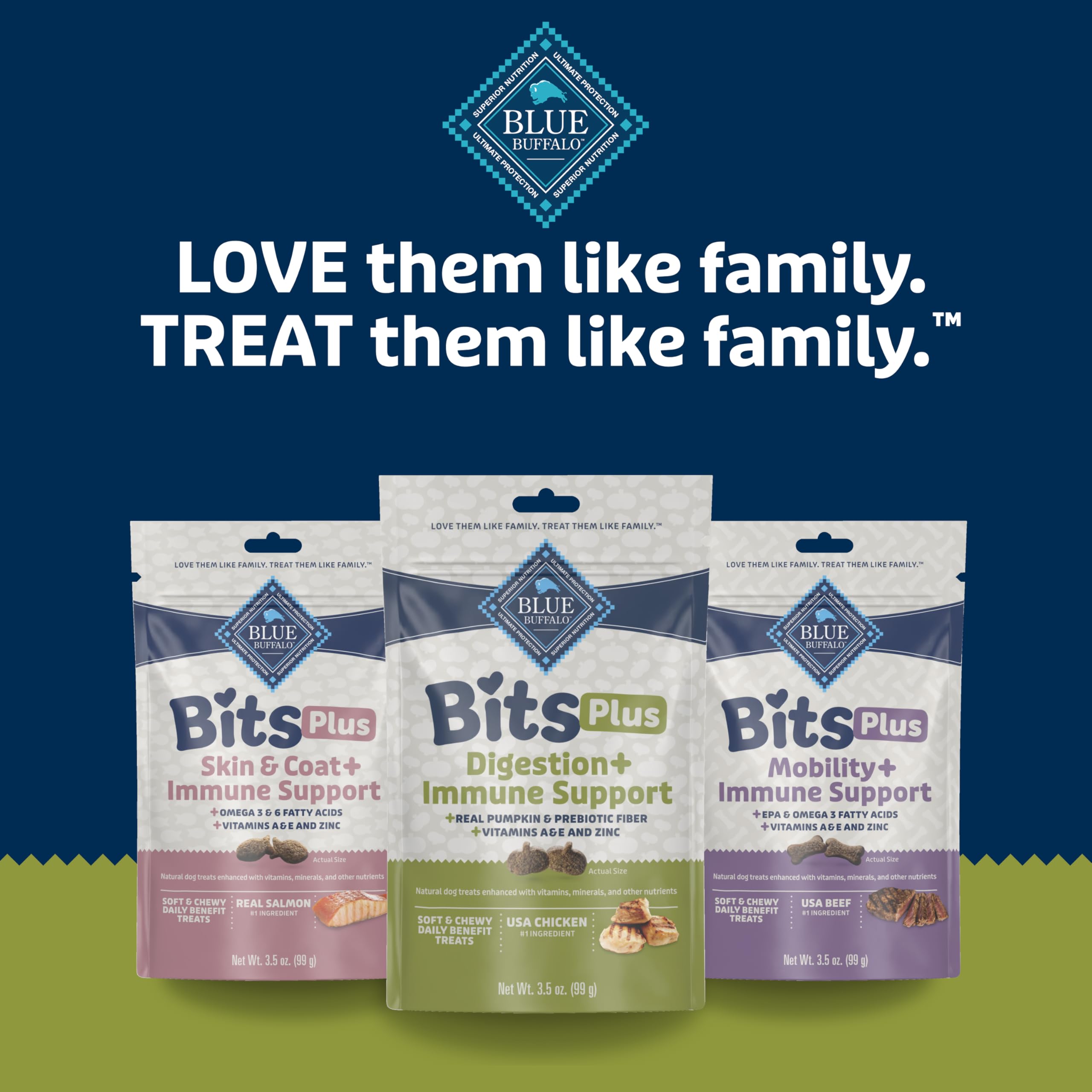 Blue Buffalo Blue Bits Plus Dog Treats, Soft & Chewy Chicken & Pumpkin, 3.5-oz. Bag, Digestion & Immune Support