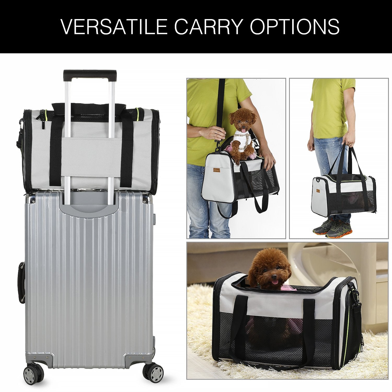 Akinerri Airline Approved Pet Carriers,Soft Sided Collapsible Pet Travel Carrier For Puppy And Cats, Cats Carrier, Pet Carriers For Puppy And Large Cats
