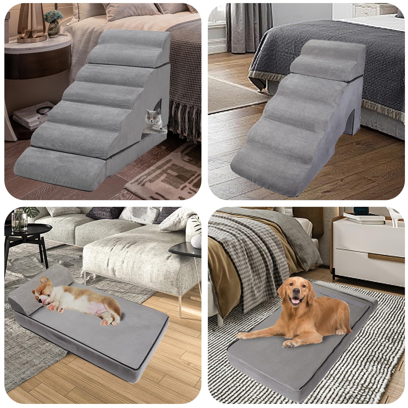 30-36 inches High Dog Stairs & Steps Ramps for High Beds Tall, LitaiL 30 inch 7 Steps Pet Stairs/Steps for High Beds Large Dogs,