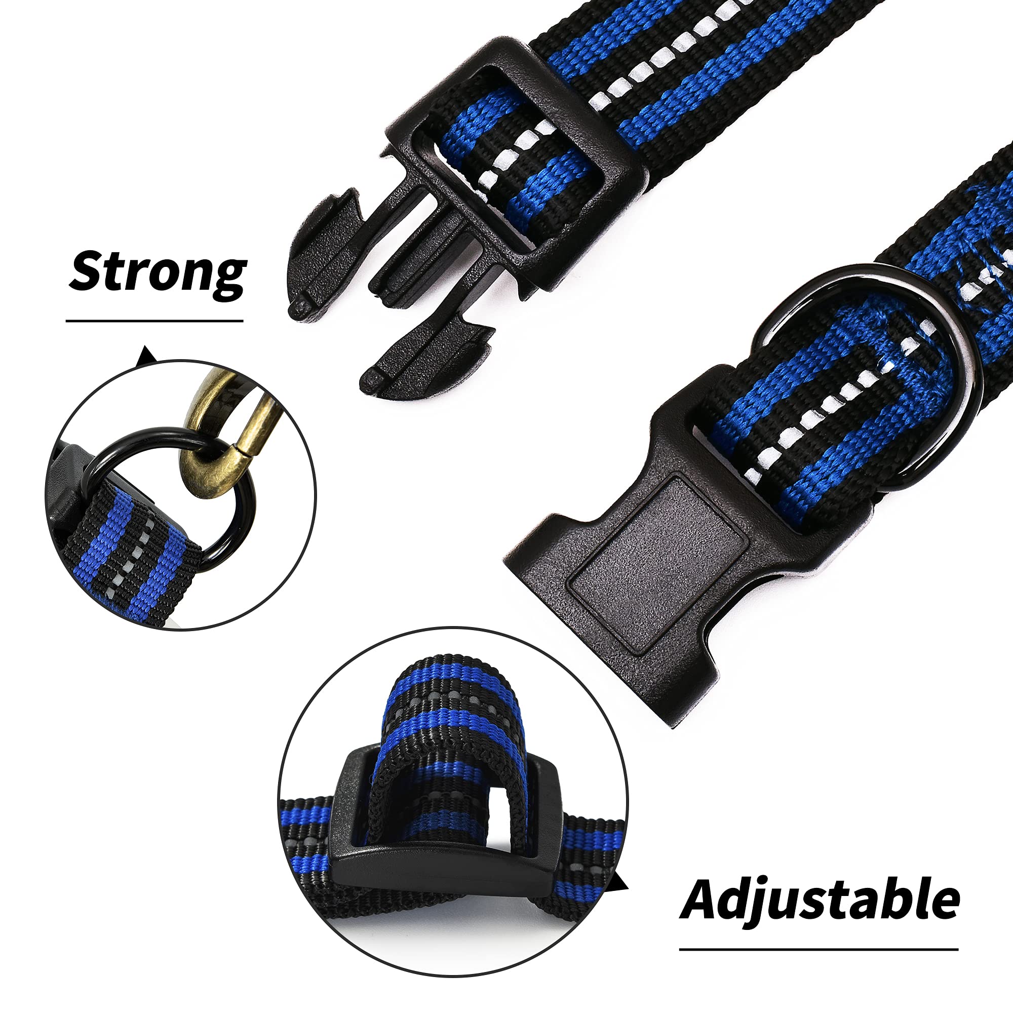Mile High Life Reflective Dog Collar | Nylon Pet Collars Wiith Buckle | Light Weight Puppy Collars | Blue Dog Collars For Small