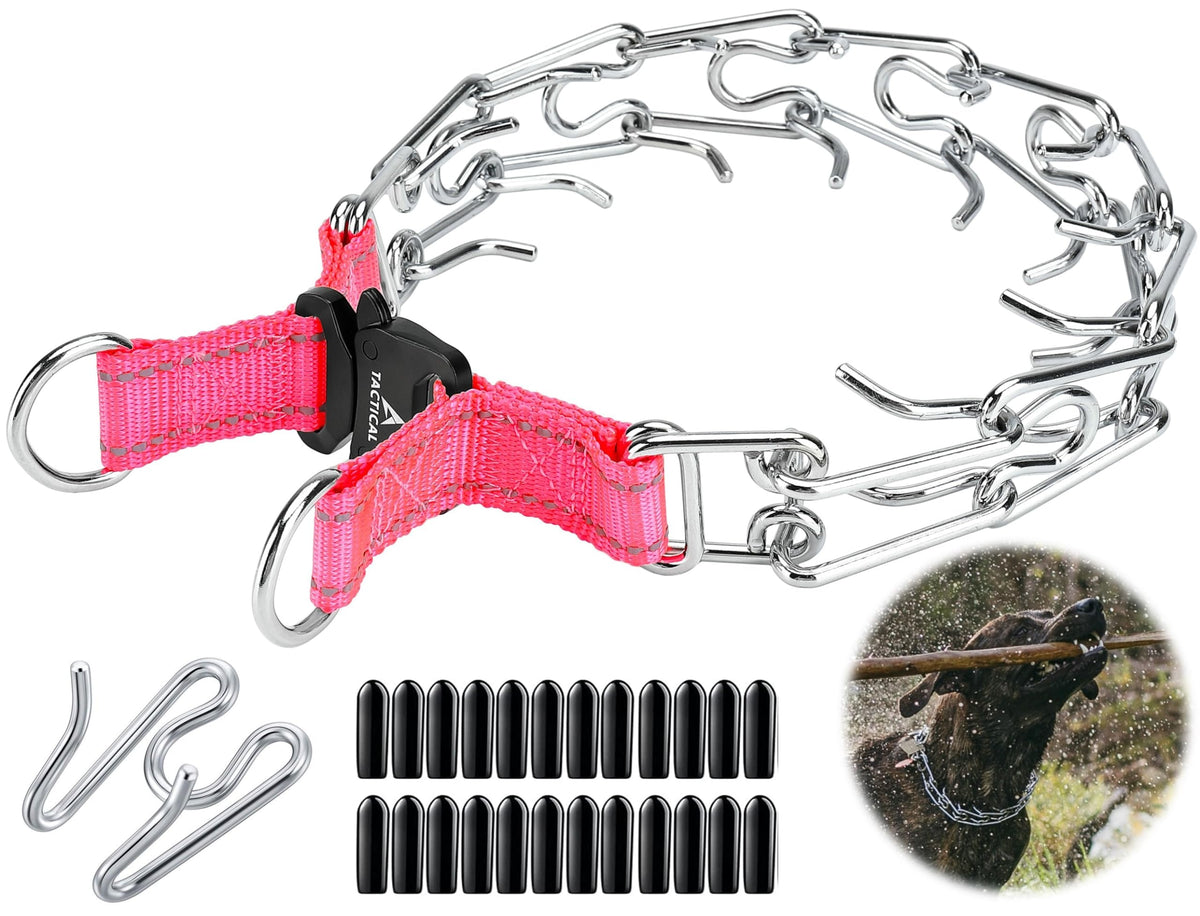 Deyace Prong Collar For Dogs, Adjustable Quick-Release Metal Buckle Pinch Collar For Dogs, Stainless Steel Choker Collar (M/Neck