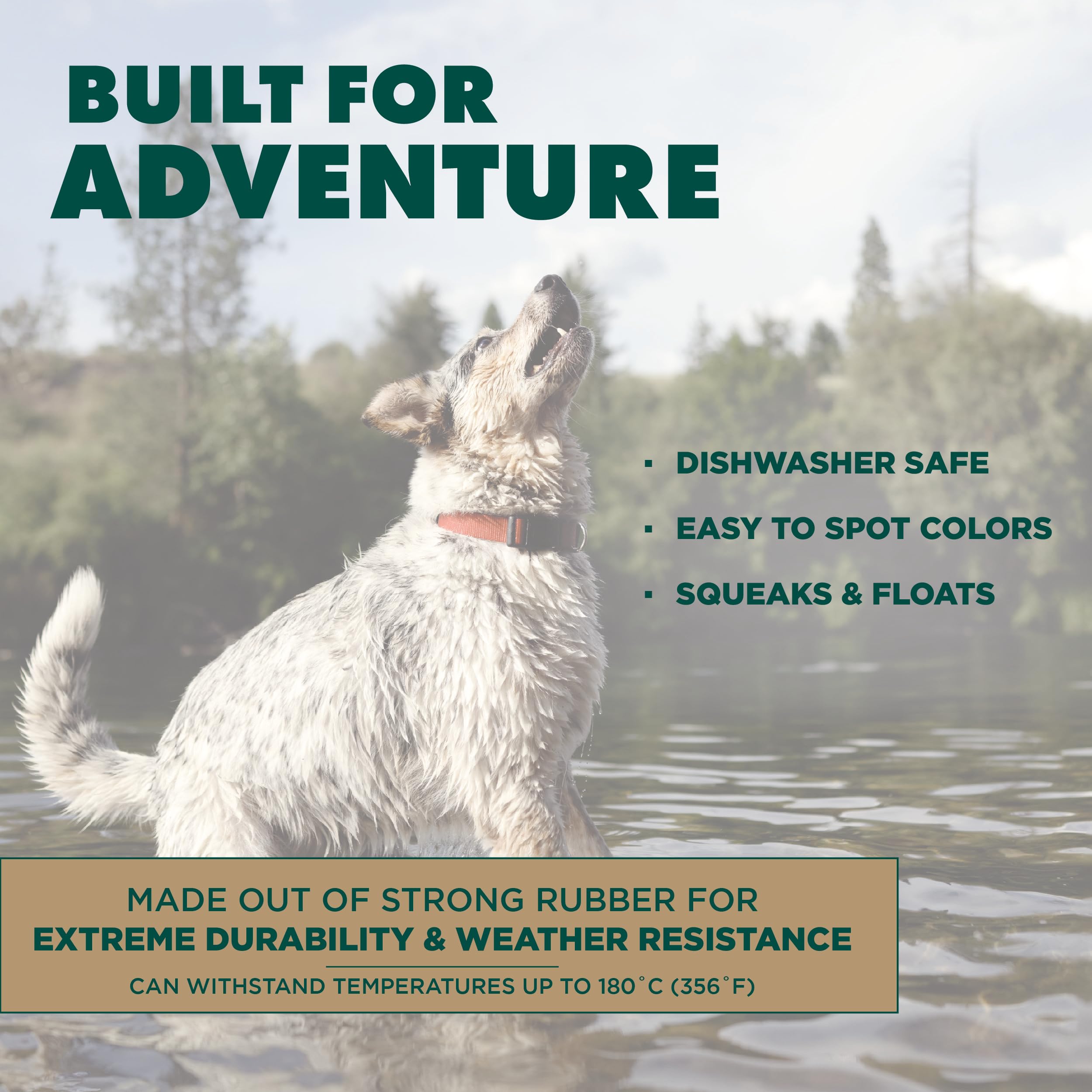 Hound2O Dog Chew Toys - Squeaky Tug Ball, Green - Tough, Engaging, & Interactive Chew Toys - Chew, Chase, & Fetch - Durable Mate