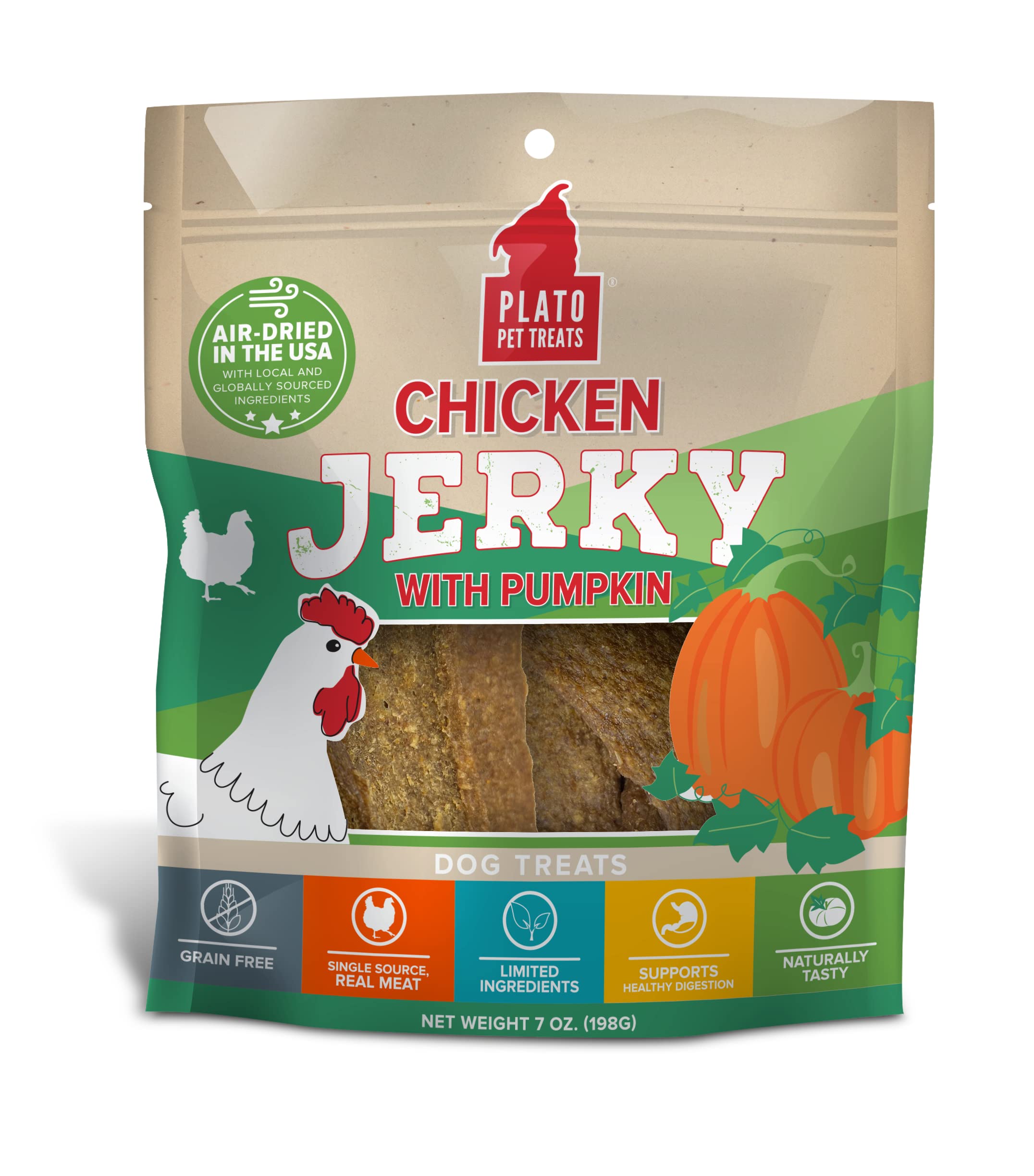 Plato Dog Jerky Chicken With Pumpkin 7Oz