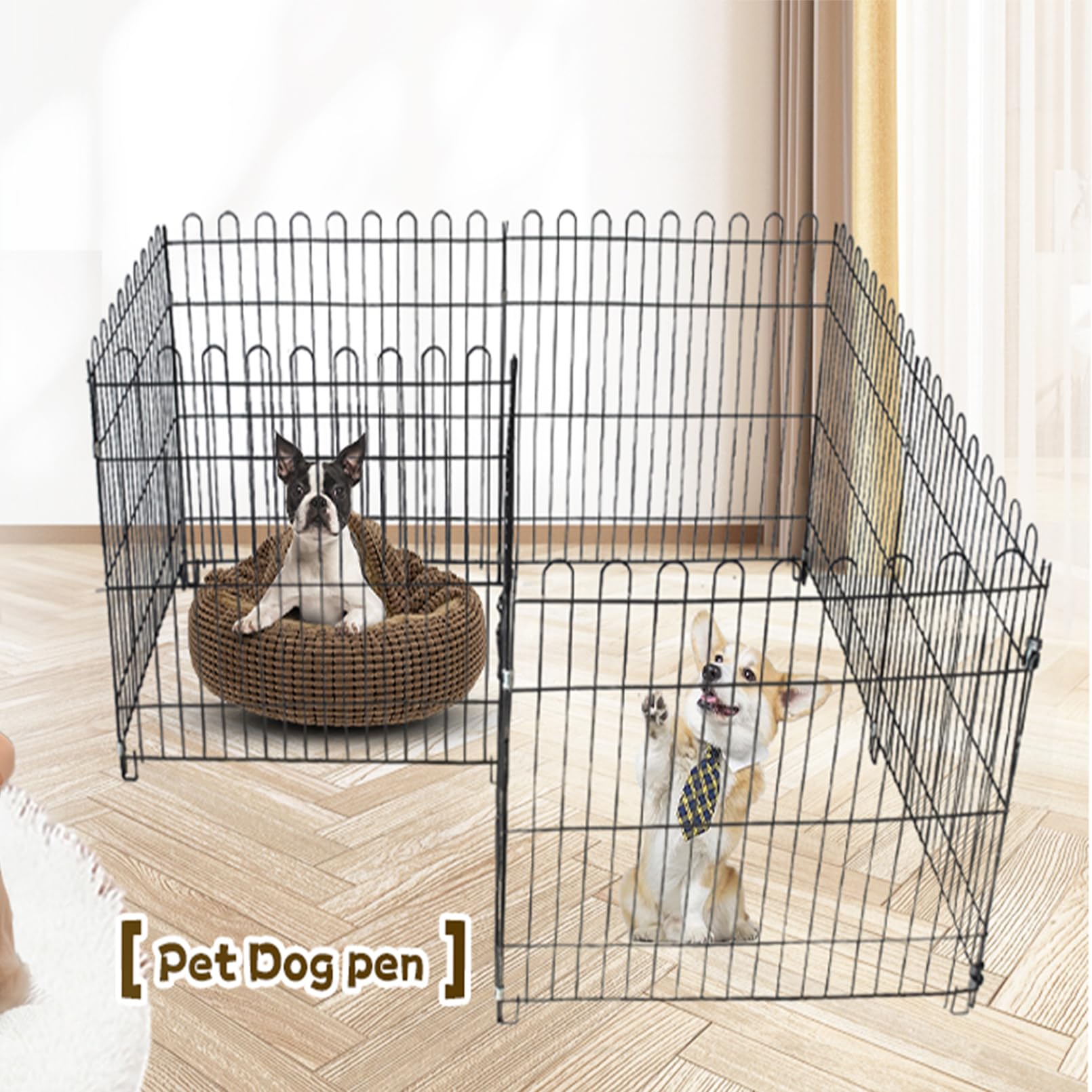 Muyg Foldable Metal Dog Playpen, Portable Pet Pen Puppy Exercise Pens 8 Panels Small/Medium Dogs Fence For Yard Indoor&Outdoor R