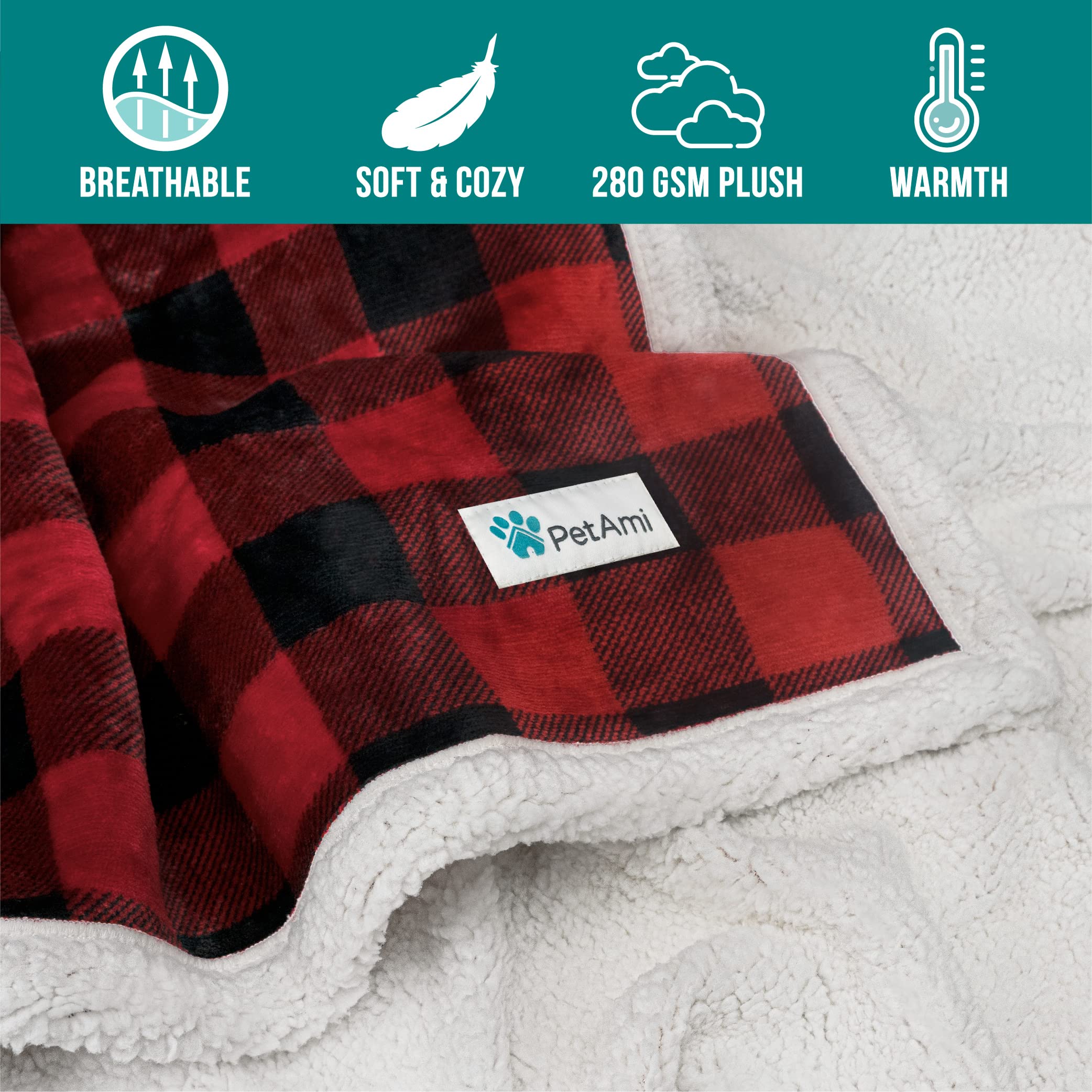 Petami Waterproofdog Blanket For Bed, Xl Dog Pet Blanket Couch Cover Protection, Sherpa Fleece Leakproof Bed Blanket For Crate K