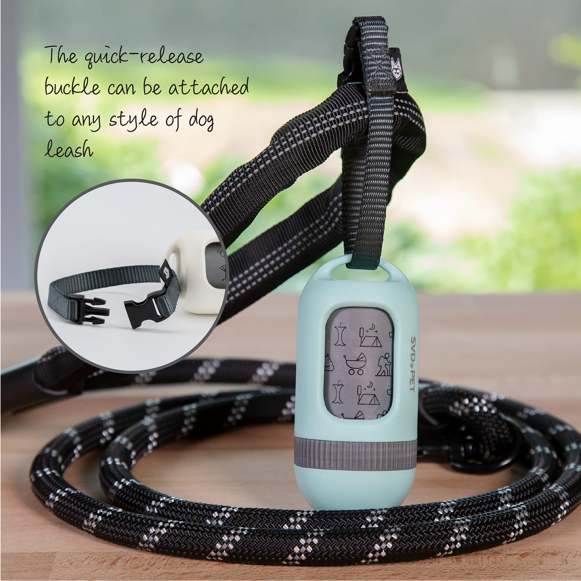 Svd.Pet Dog Poop Bag Dispenser, Retractable Waste Bag Fits Any Dog Leash, Compostable Waste Bags, Poop Bag Holder, Dog Walking A