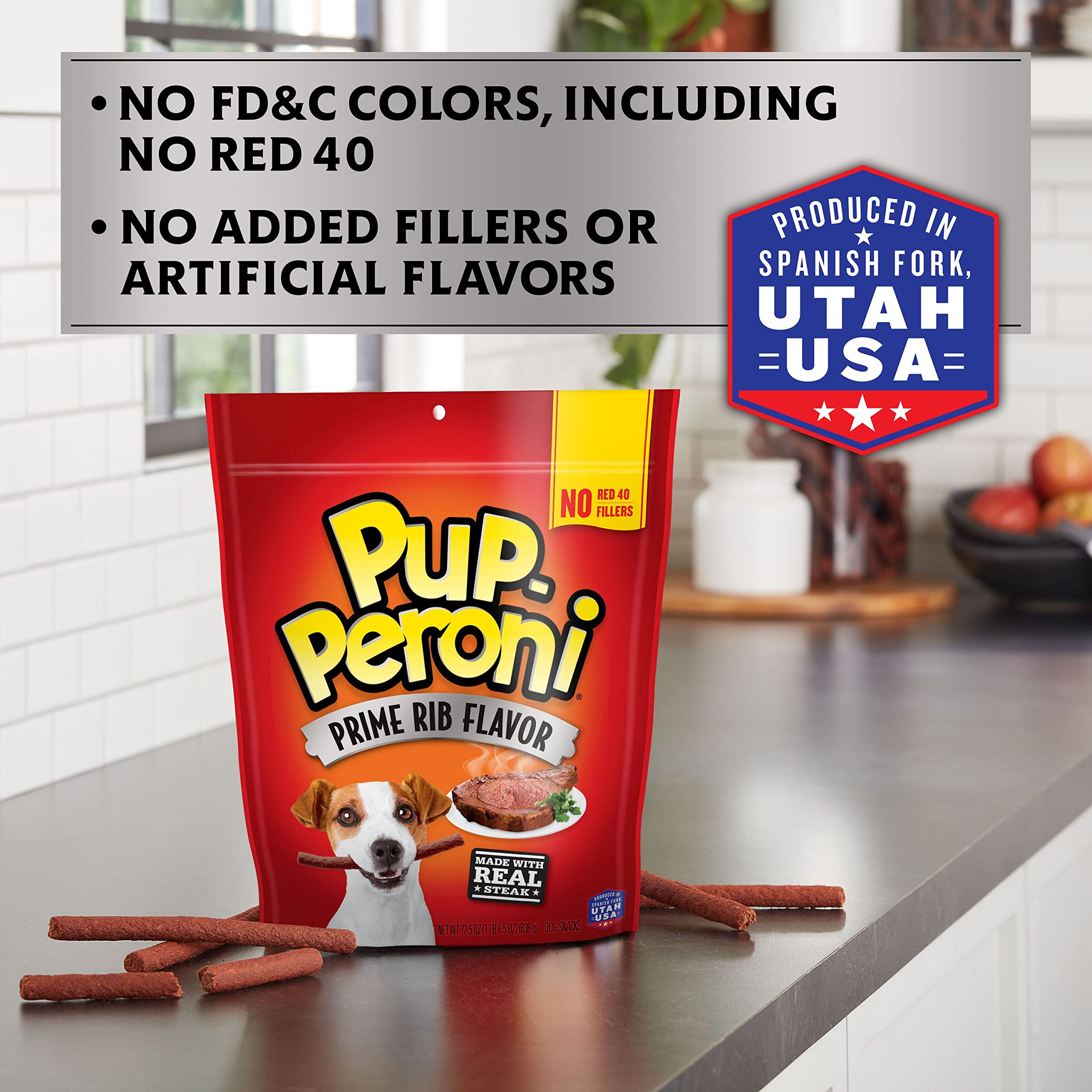 Pup-Peroni Dog Treats, Prime Rib Flavor, 38 Ounce, Made with Real Steak, No Red 40 or Fillers