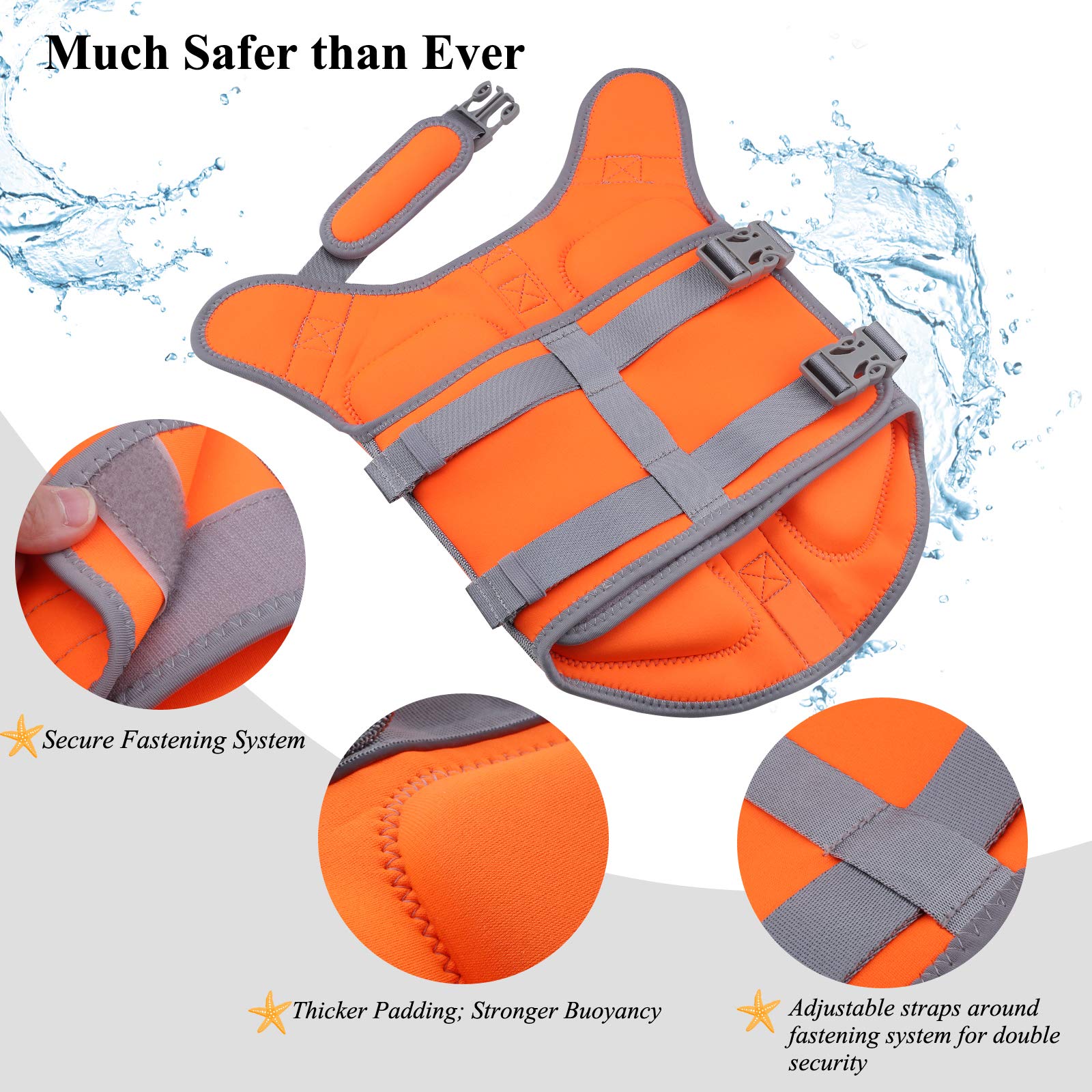 Vivaglory Lightweight Dog Life Jacket, Pet Preserver Vest, Skin-Friendly Neoprene For Puppy Small Dogs With D-Ring And Quick Rel