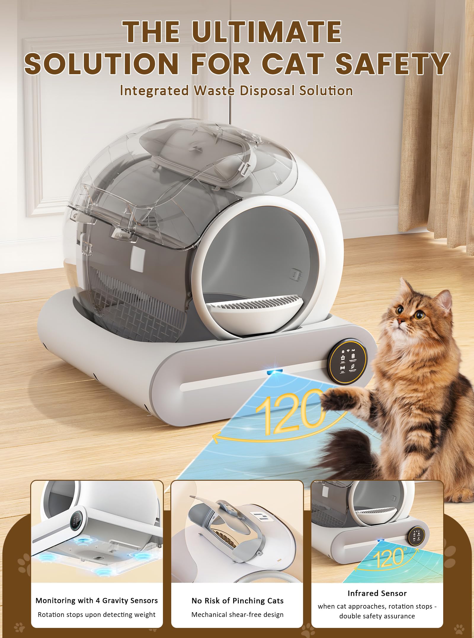 (2025) Self Cleaning Litter Box, Upgraded Robot Automatic Litter Box For Multiple Cats, 65L+9L Extra Large, Features Negative Io