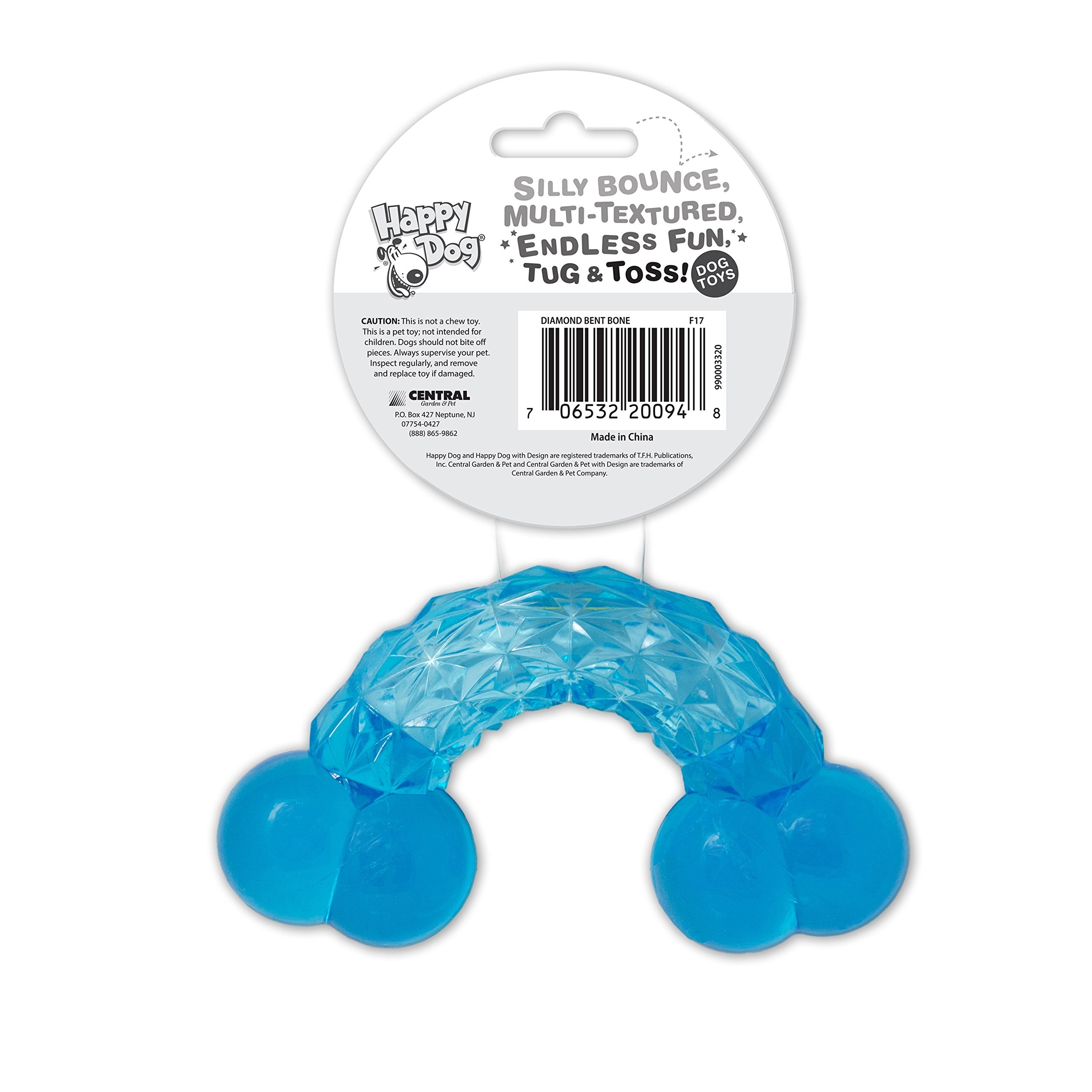 Happy Dog Fling & Fetch Diamond Bent Bone Toy For Dogs