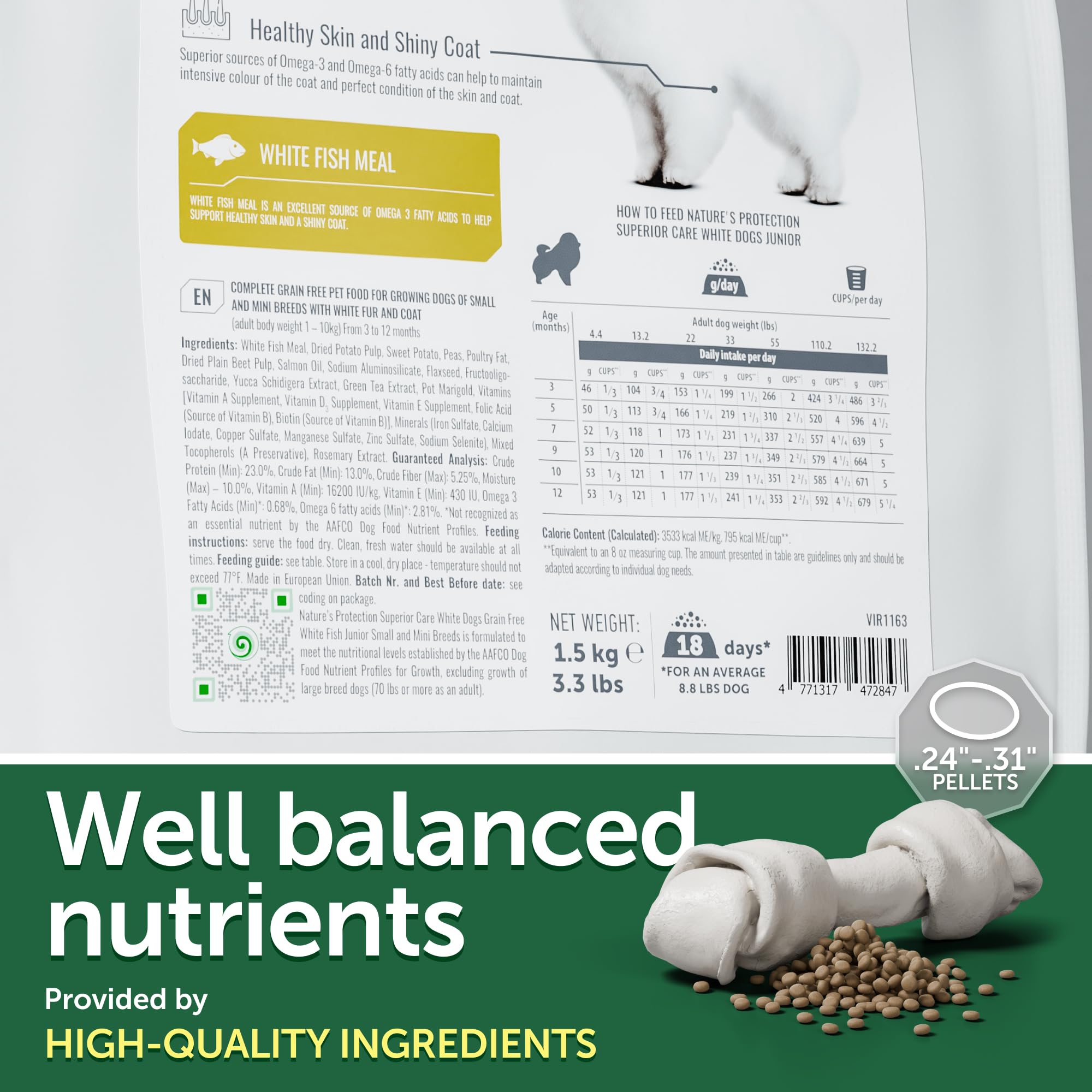 Nature s Protection Superior Care White Dogs Grain-Free Dry Dog Food - High Protein, Tear Stain Dog Food for Small & Mini Breed